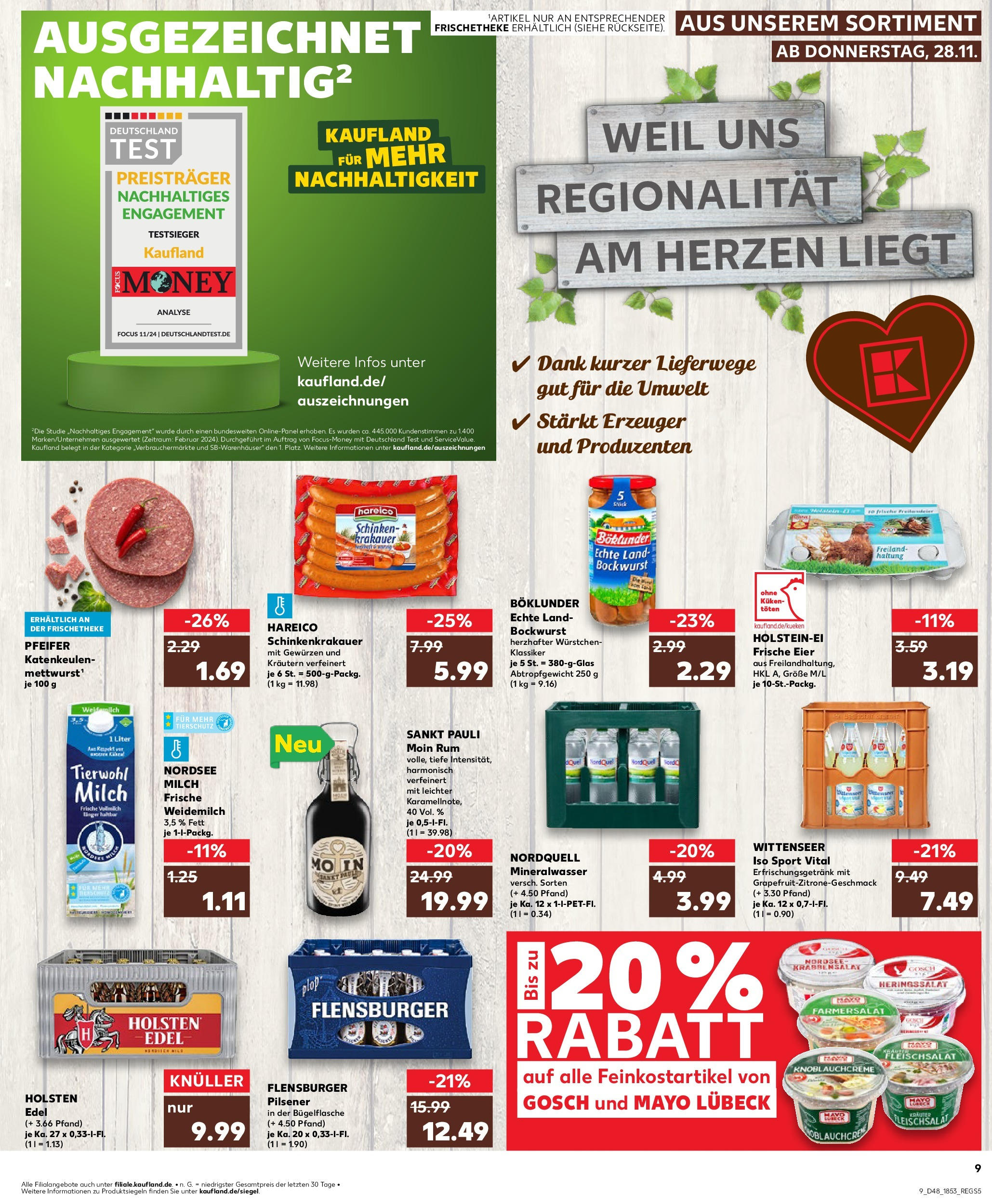 Kaufland - Bad Oldesloe, Ratzeburger Straße 15,17,19 (ab 28.11.2024) » Angebote Online zum Blättern | Seite: 9 | Produkte: Eier, Rum, Holsten, Salat