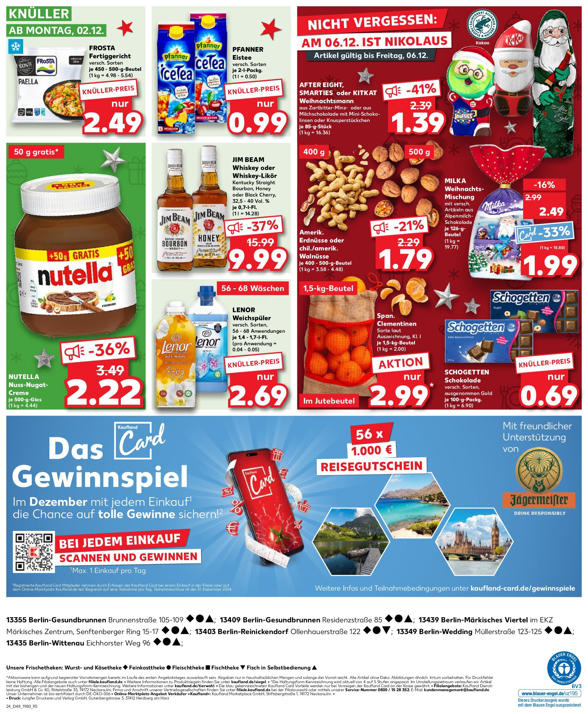 Kaufland - Berlin-Reinickendorf,  Ollenhauerstraße 122 (ab 28.11.2024) » Angebote Online zum Blättern | Seite: 24 | Produkte: Schokolade, Creme, Nutella, Schogetten