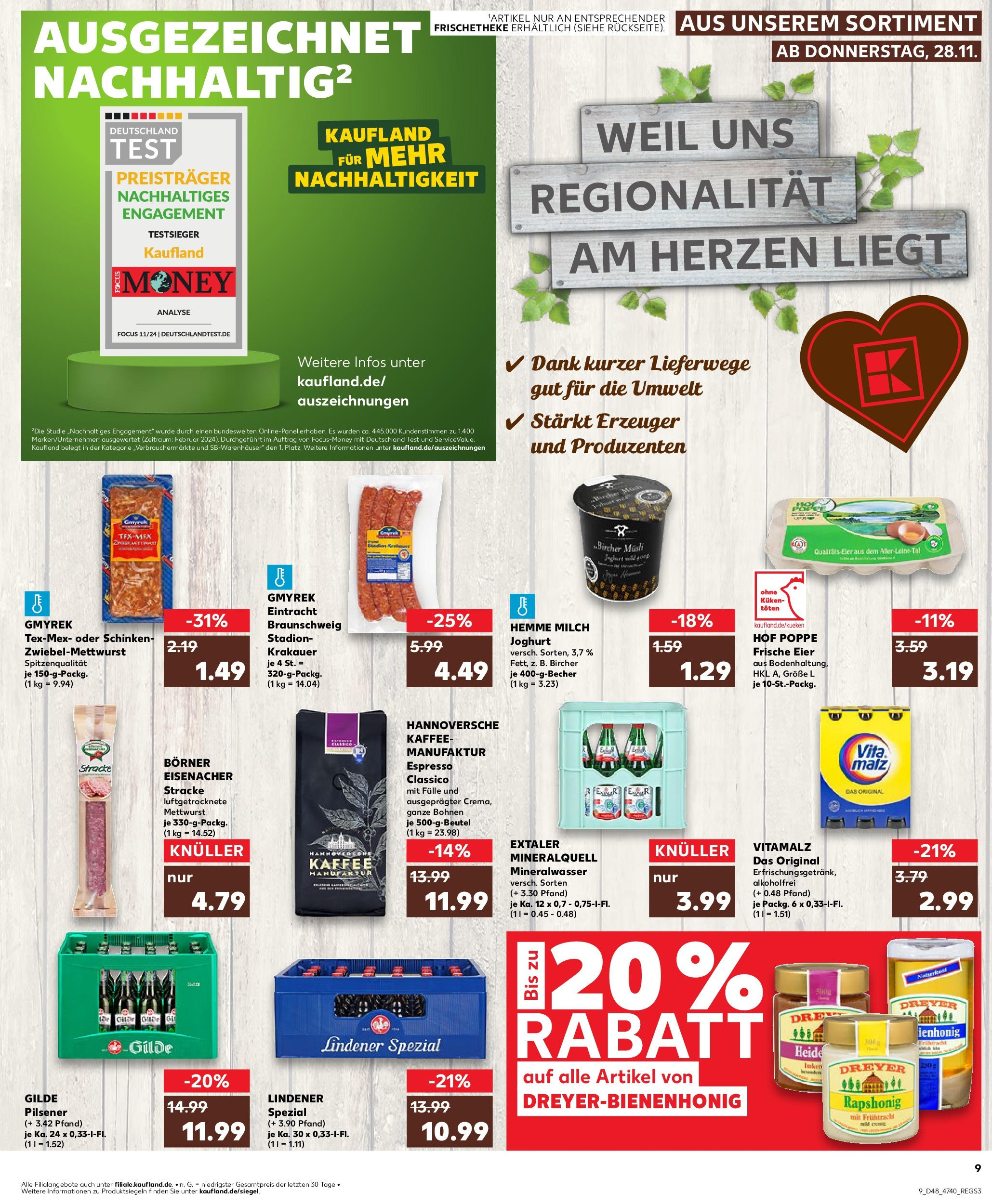 Kaufland - Der Wochenstart  Hannover-Hainholz, Krepenstraße 5 (ab 02.12.2024) » Angebote Online zum Blättern | Seite: 21 | Produkte: Milch, Eier, Kaffee, Schinken