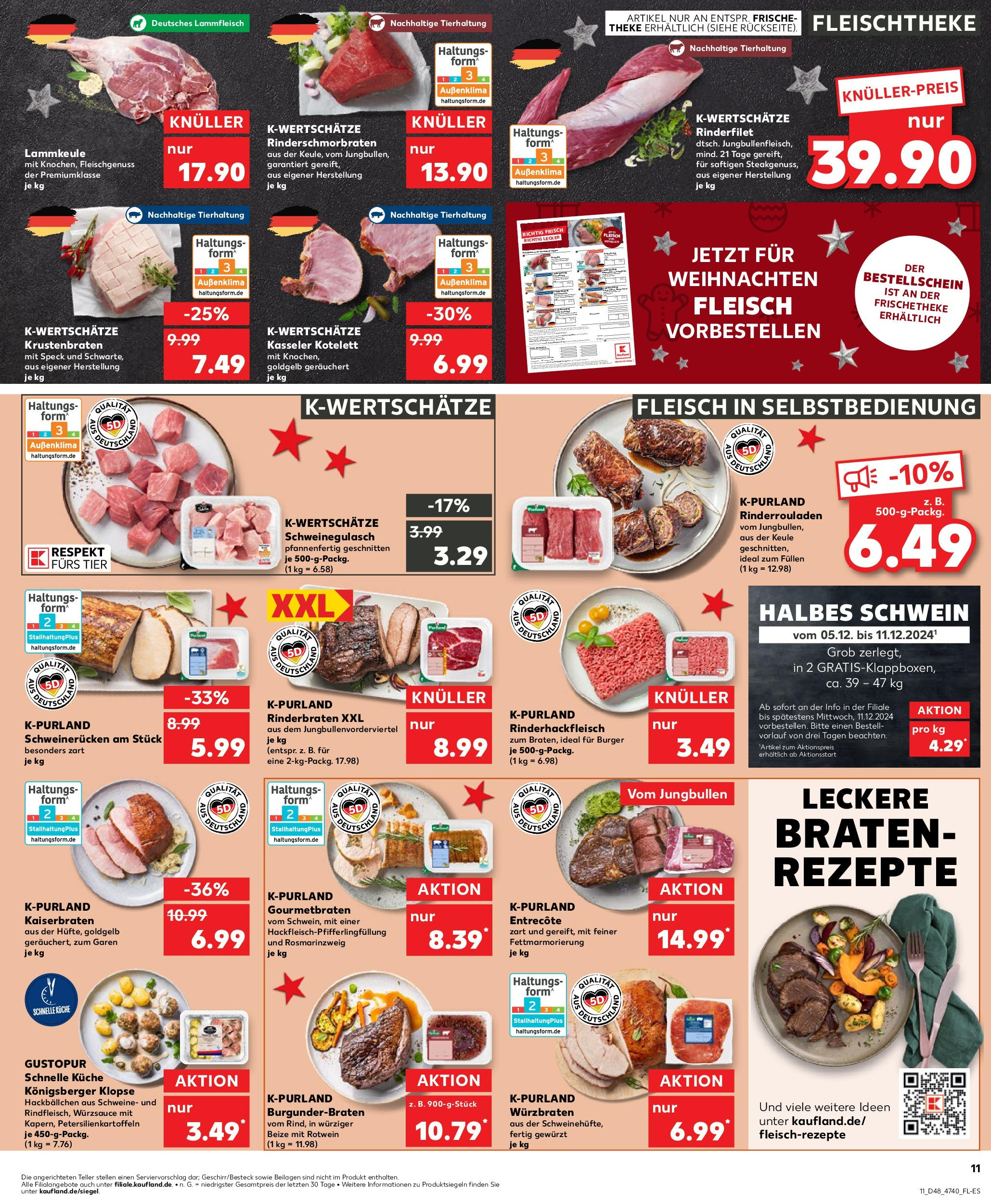 Kaufland - Der Wochenstart  Hannover-Hainholz, Krepenstraße 5 (ab 02.12.2024) » Angebote Online zum Blättern | Seite: 23 | Produkte: Rinderrouladen, Theke, Küche, Schweinerucken