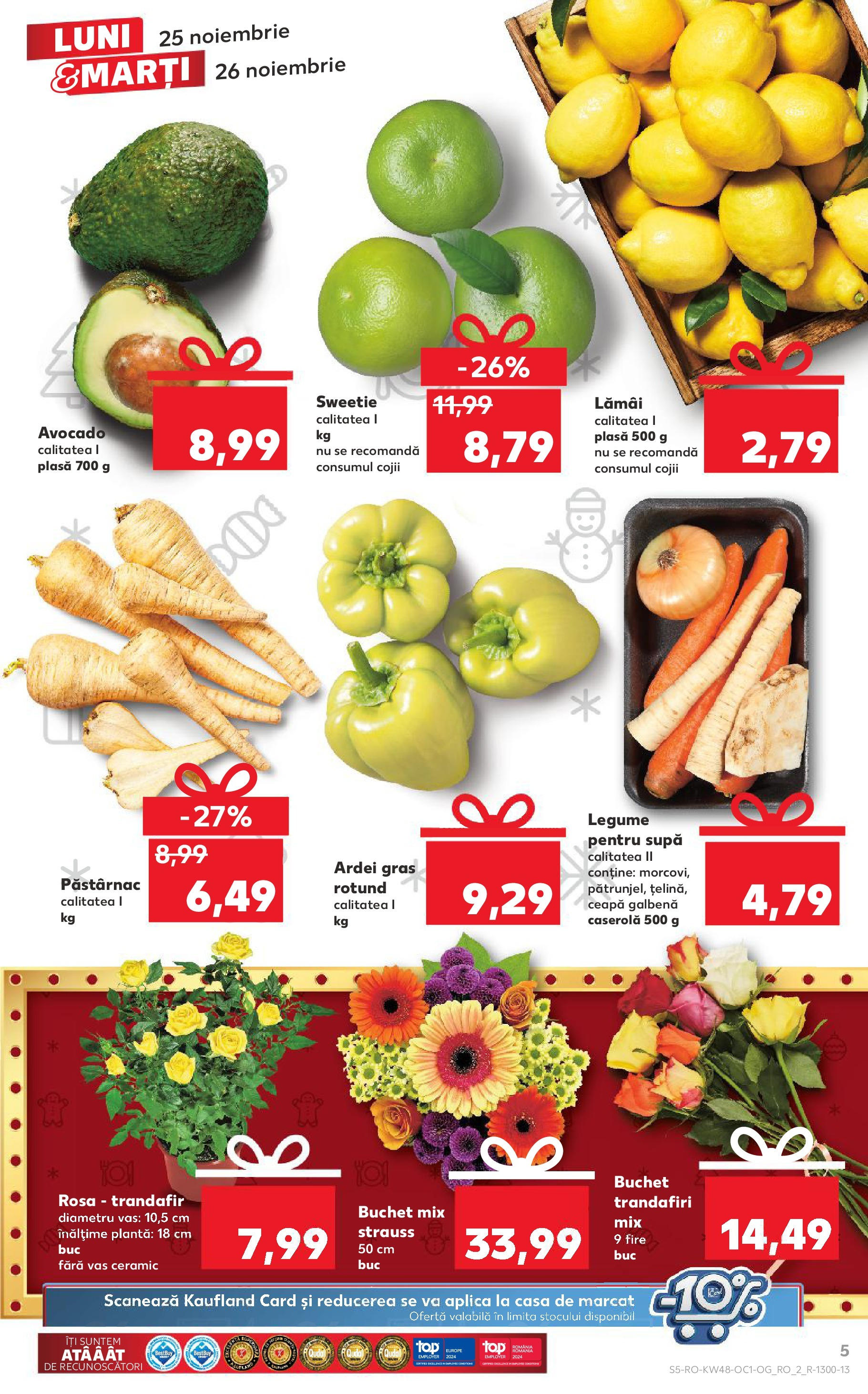 Kaufland - Catalog Kaufland până în data de 26.11.2024 24.11.2024 - Revista si Oferta | Pagină: 5 | Produse: Trandafir, Avocado, Ceapă, Legume