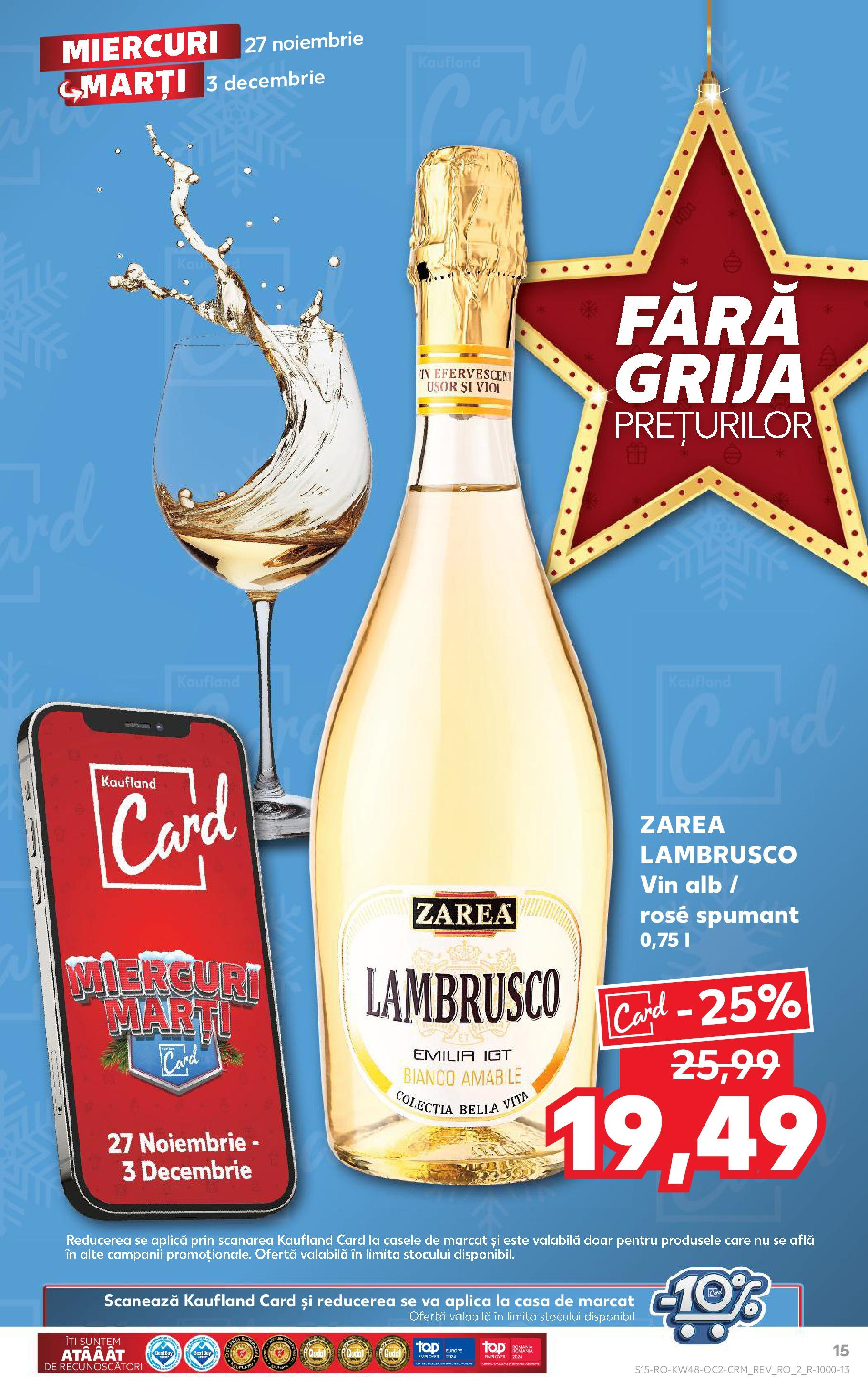 Kaufland - Catalog Kaufland până în data de 01.12.2024 26.11.2024 - Revista si Oferta | Pagină: 15 | Produse: Vin