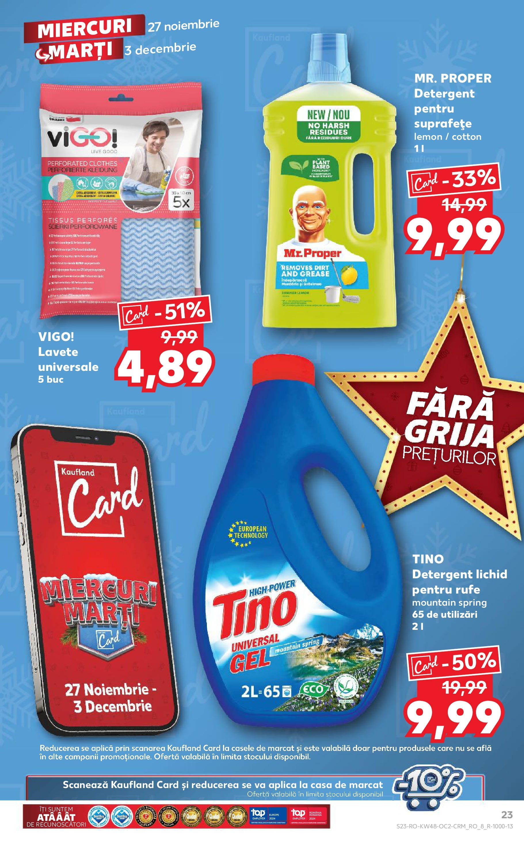 Kaufland - Catalog Kaufland până în data de 01.12.2024 26.11.2024 - Revista si Oferta | Pagină: 23 | Produse: Detergent, Lavete