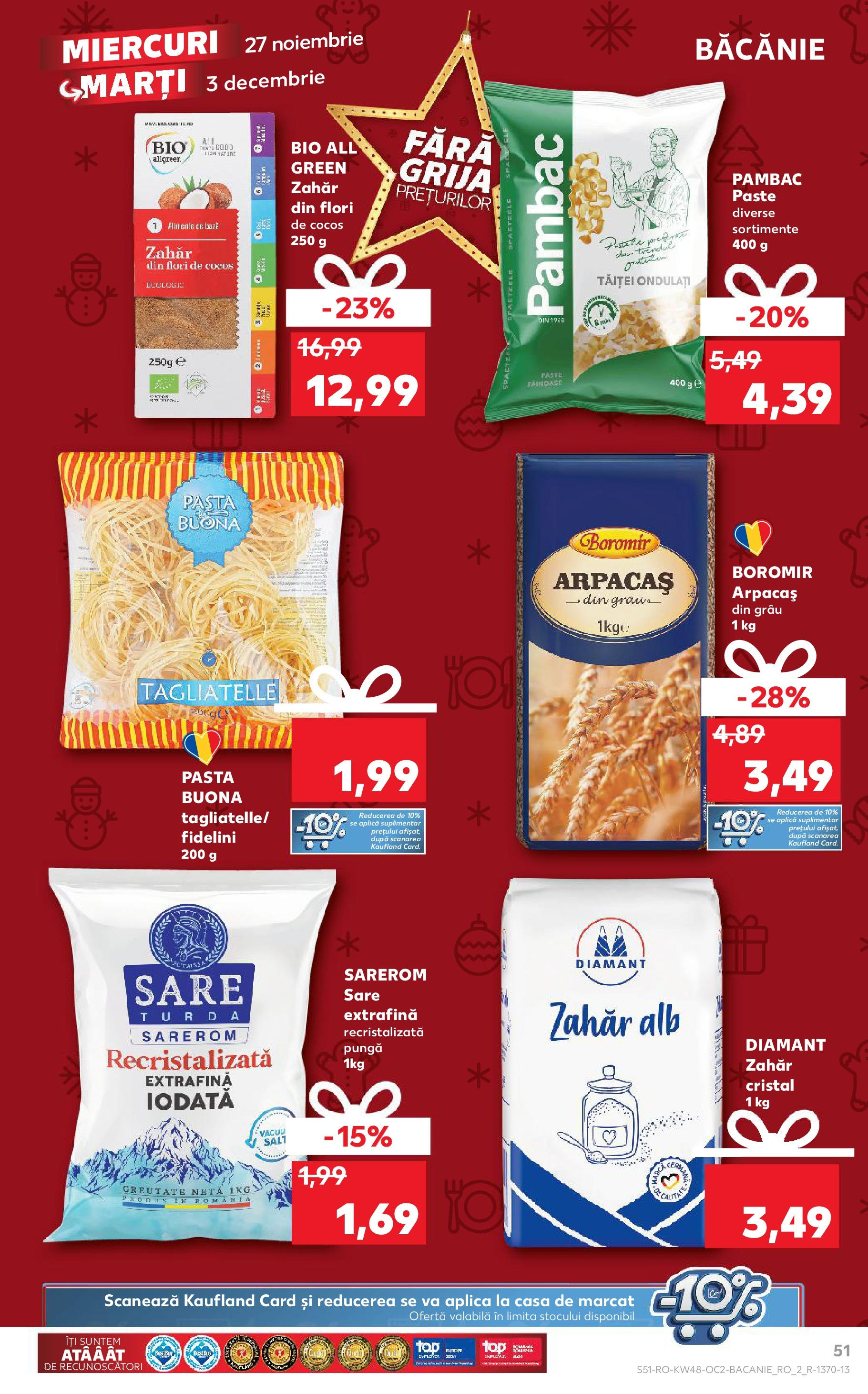 Kaufland - Catalog Kaufland până în data de 01.12.2024 26.11.2024 - Revista si Oferta | Pagină: 51 | Produse: Pungă, Paste, Sare, Zahăr