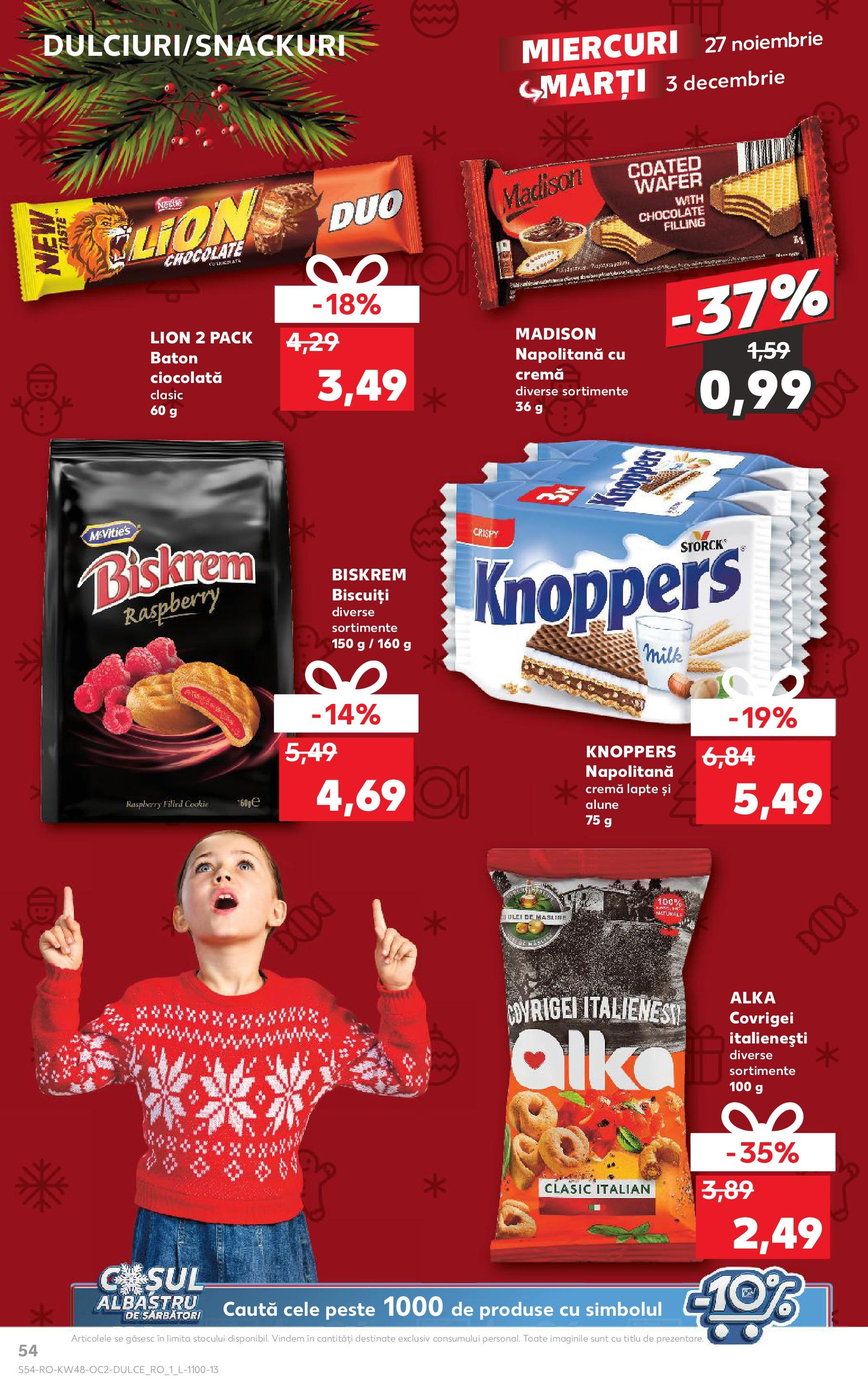 Kaufland - Catalog Kaufland până în data de 01.12.2024 26.11.2024 - Revista si Oferta | Pagină: 54 | Produse: Măsline, Lapte, Ciocolată, Pește