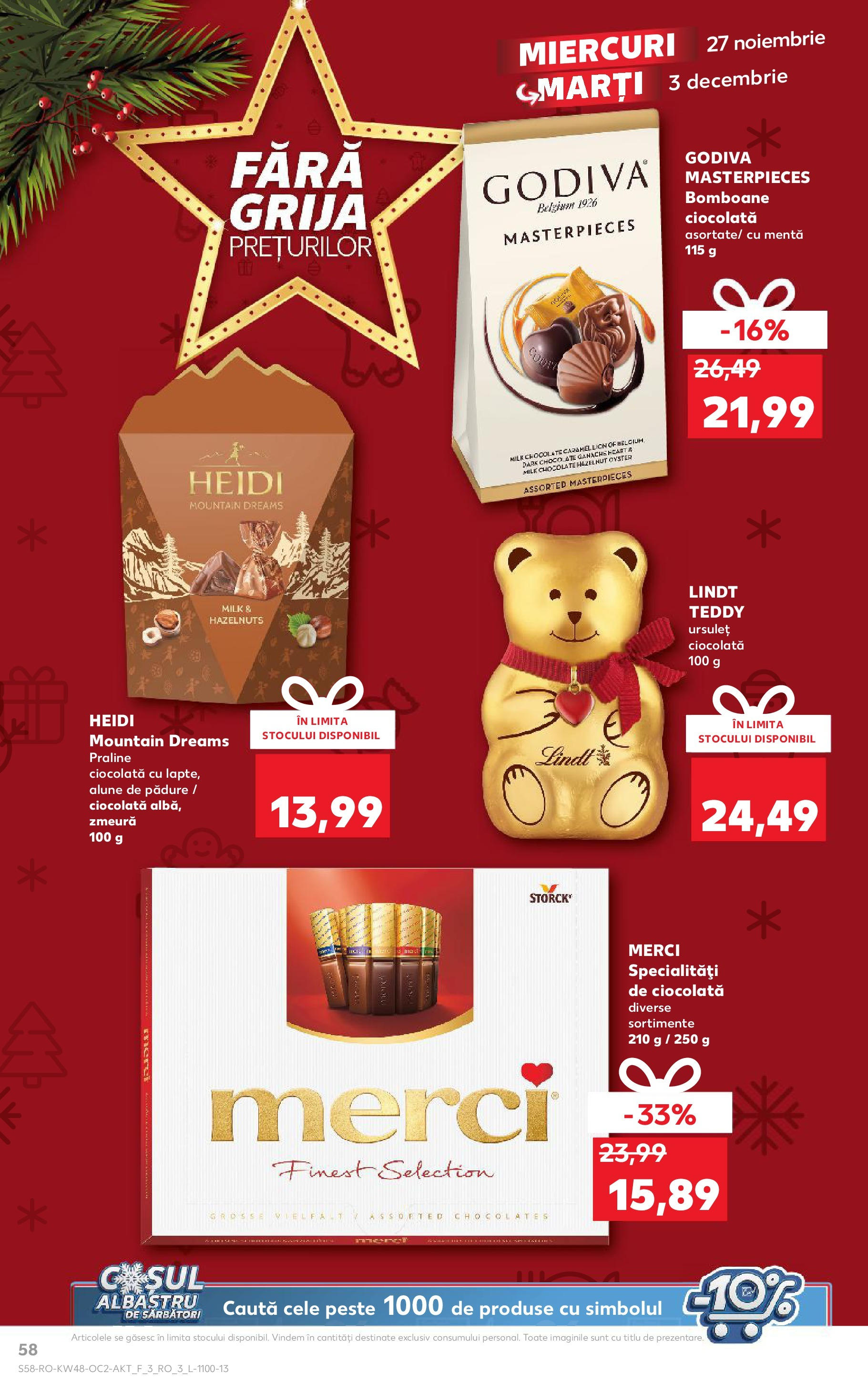 Kaufland - Catalog Kaufland până în data de 01.12.2024 26.11.2024 - Revista si Oferta | Pagină: 58 | Produse: Zmeură, Praline, Ciocolată, Bomboane