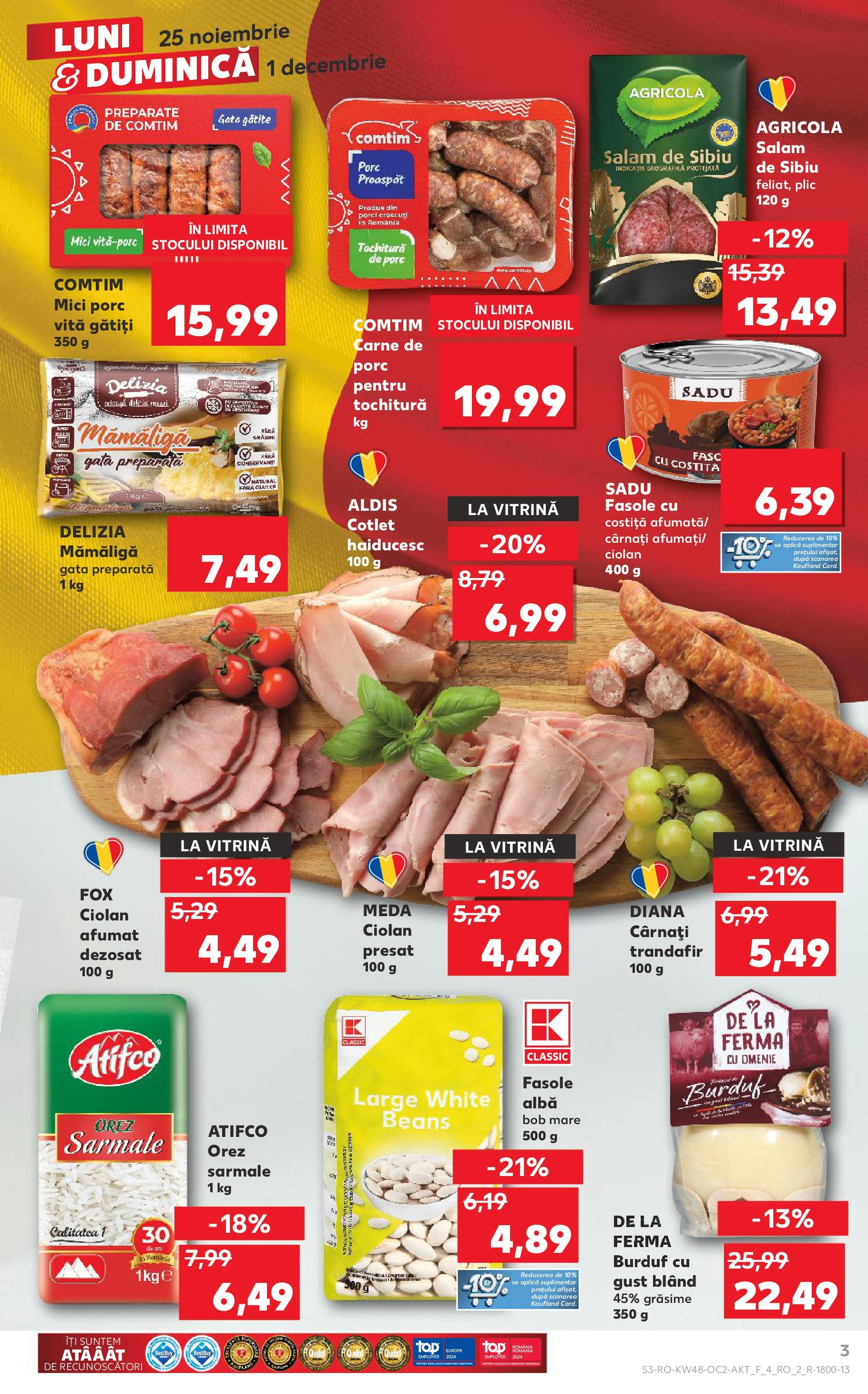 Kaufland - Catalog Kaufland până în data de 01.12.2024 26.11.2024 - Revista si Oferta | Pagină: 3 | Produse: Trandafir, Mici, Salam, Cârnați