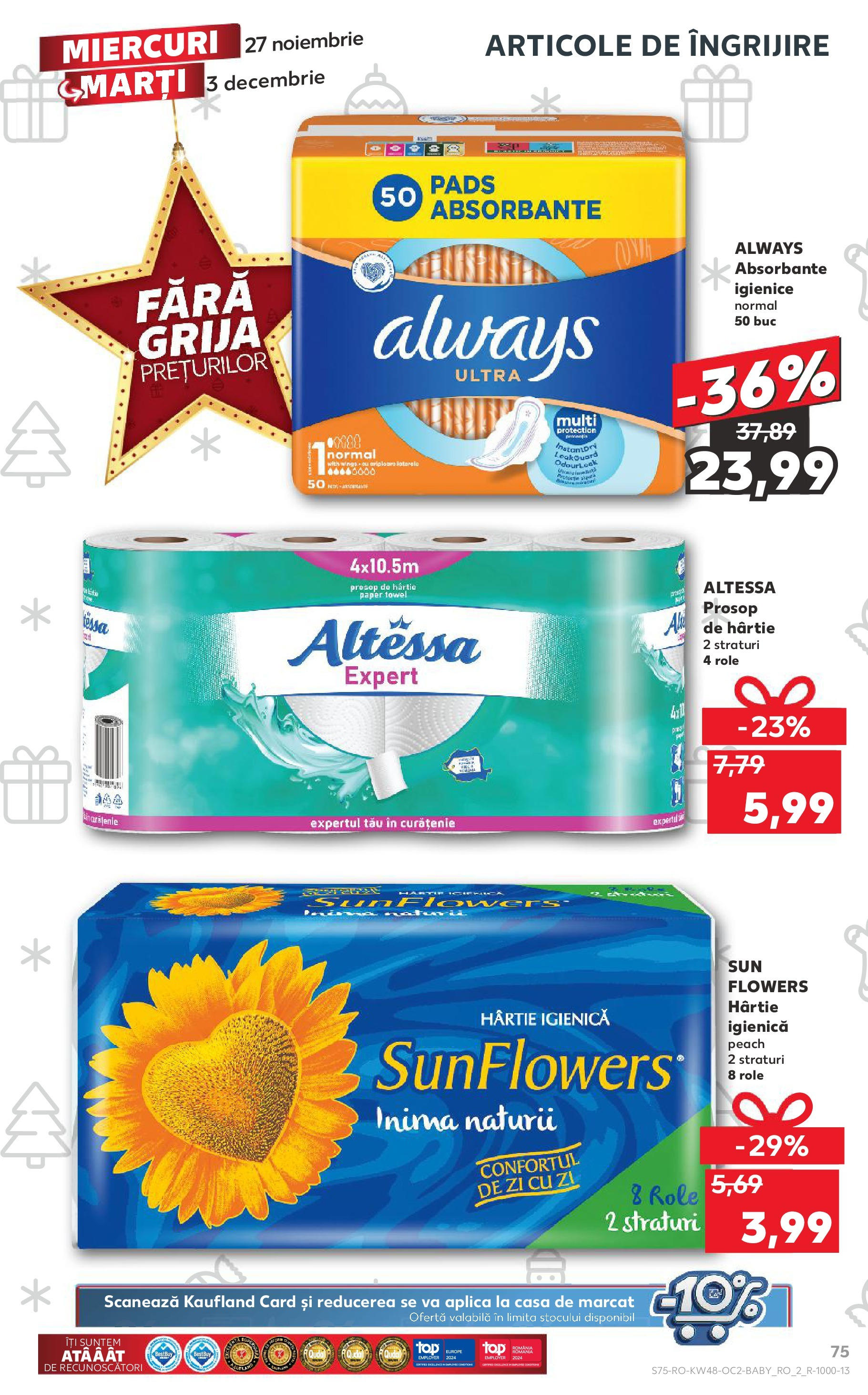 Kaufland - Catalog Kaufland până în data de 01.12.2024 26.11.2024 - Revista si Oferta | Pagină: 75 | Produse: Role, Absorbante