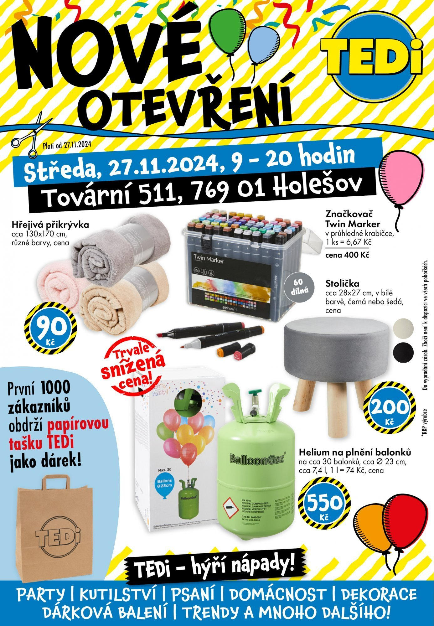 TEDi leták od 25.11.2024 - akční nabídka | Strana: 1 | Produkty: Stolička, Přikrývka, Dekorace