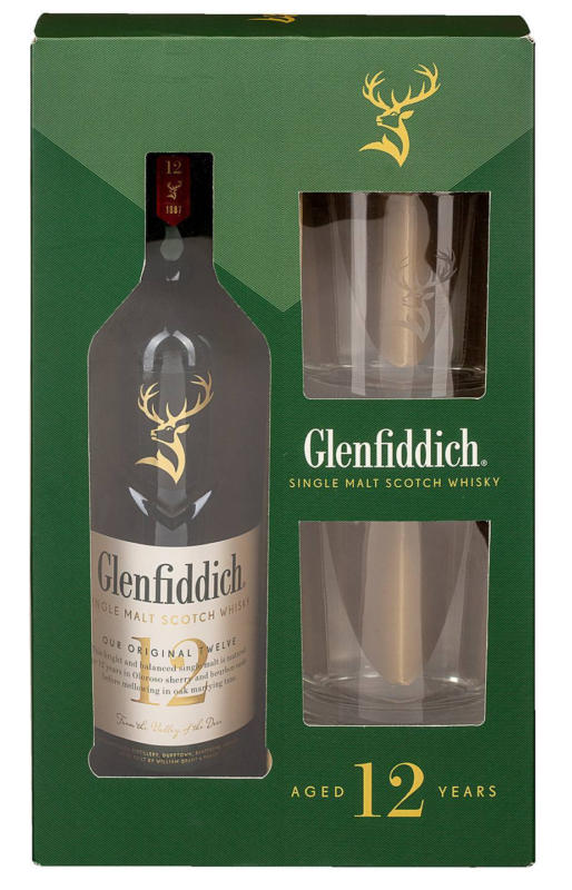 Glenfiddich Шотландско уиски + 2 чаши