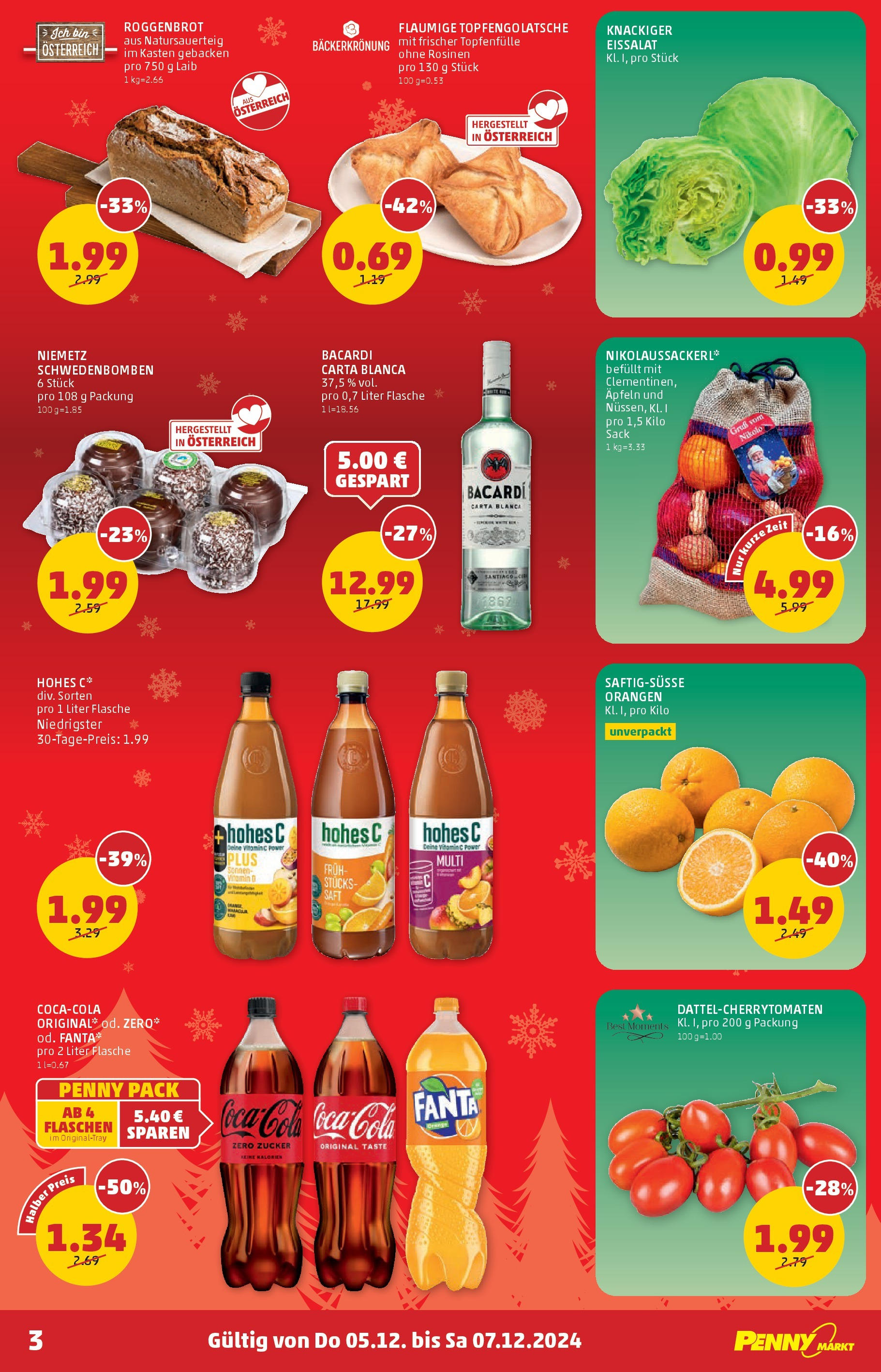 Penny Markt Flugblatt ab (05.12.2024) - Angebote, Prospekt | Seite: 3 | Produkte: Rosinen, Zucker, Saft, Orangen