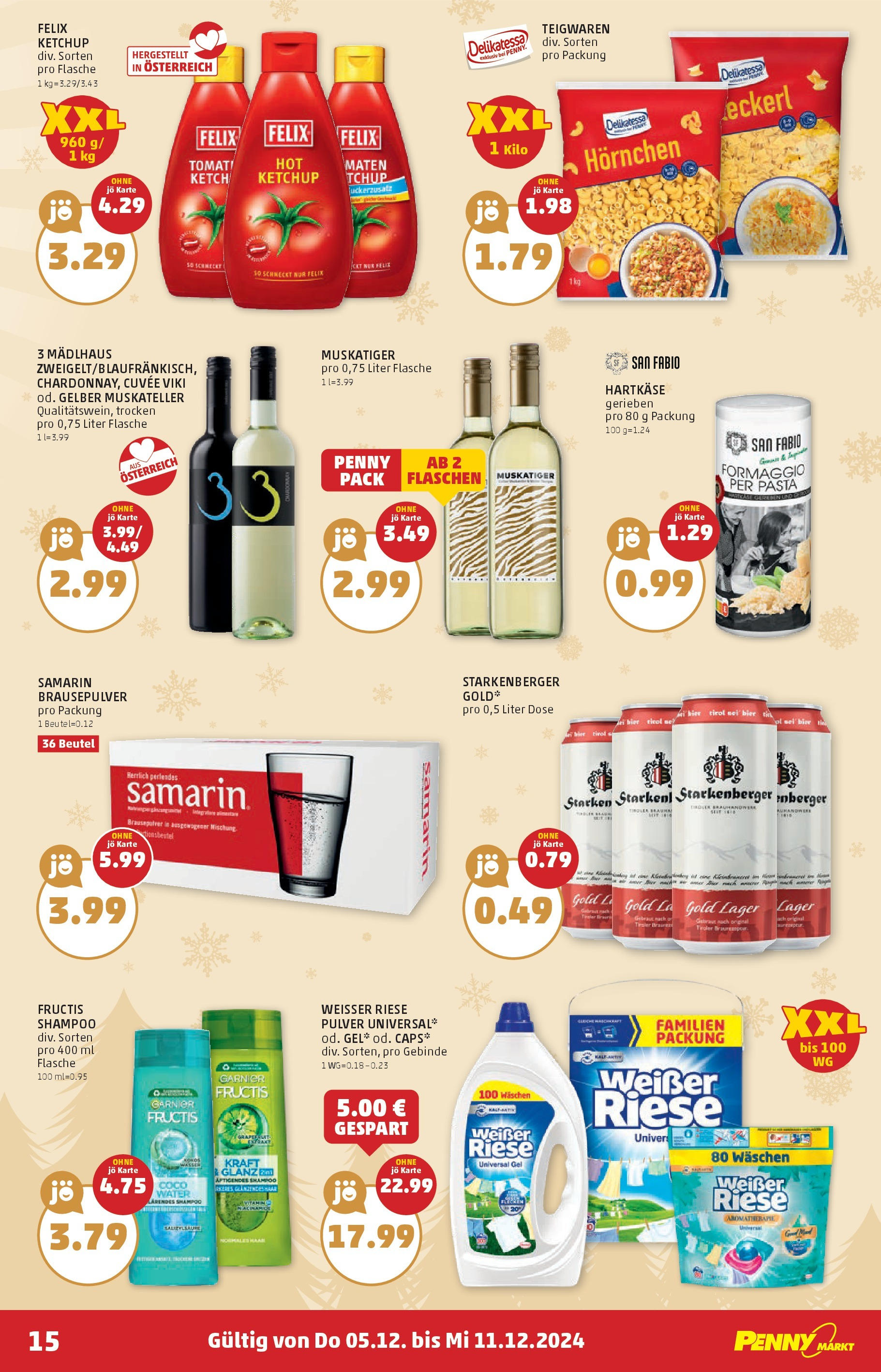 Penny Markt Flugblatt ab (05.12.2024) - Angebote, Prospekt | Seite: 15 | Produkte: Pasta, Wasser, Shampoo, Bier