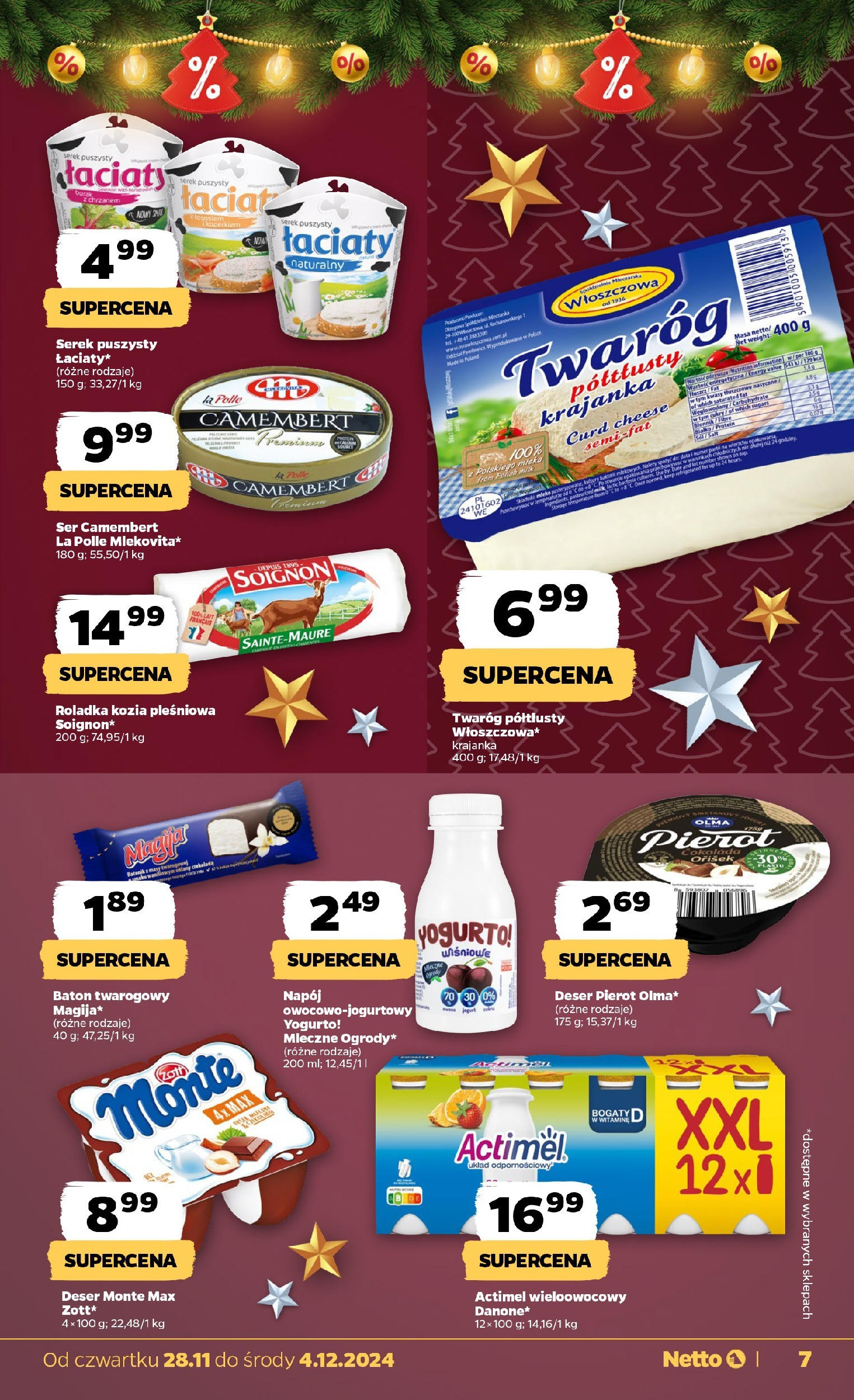 Netto - Netto gazetka T48B do 04.12.2024 od 27.11.2024 - Aktualne promocje | Strona: 7 | Produkty: Twaróg półtłusty, Mleka, Camembert, Jogurt