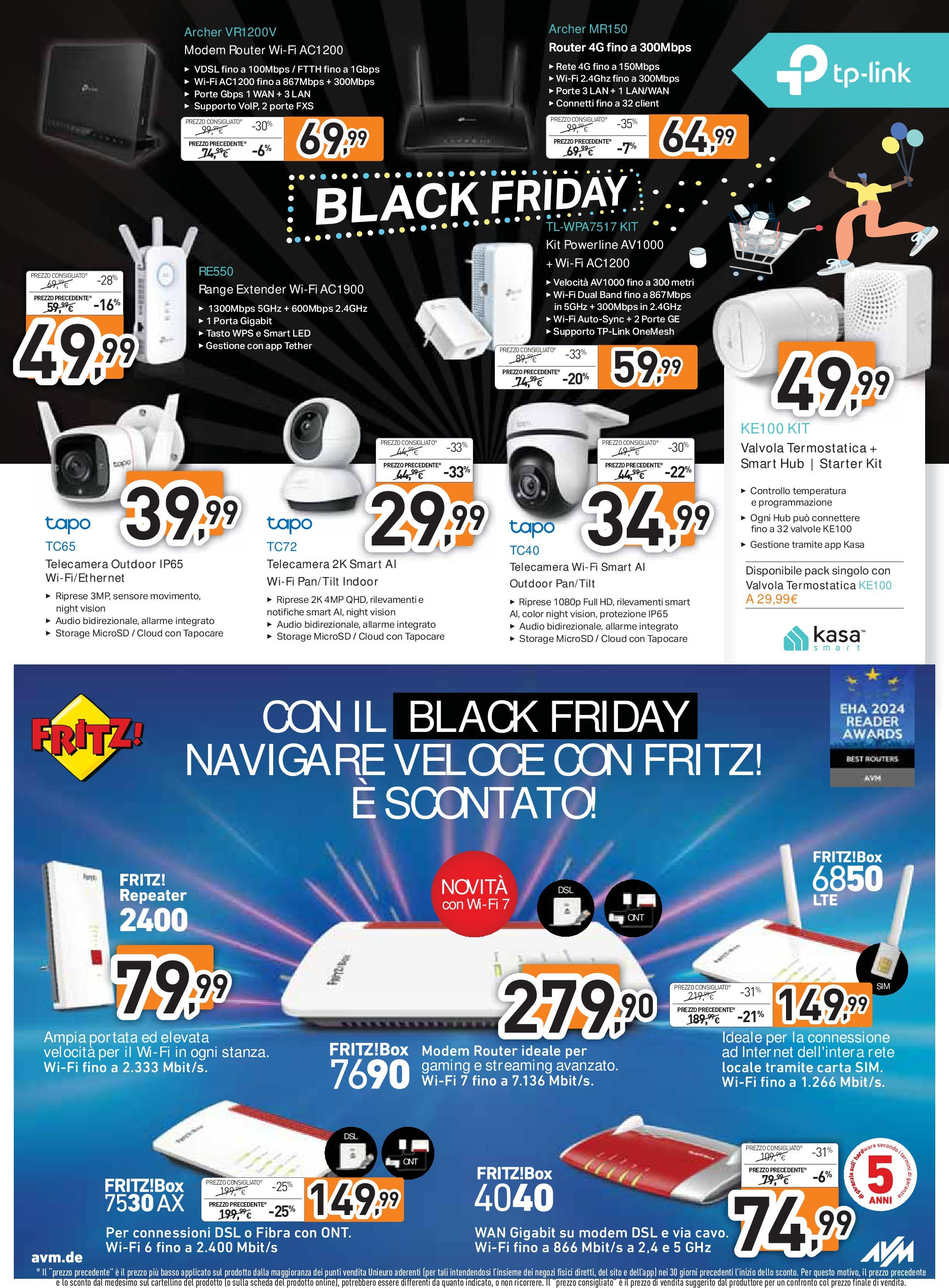 Unieuro BLACK FRIDAY 2024 volantino dal 28/11 ⏳ | Pagina: 27 | Prodotti: Router, Range extender, Audio