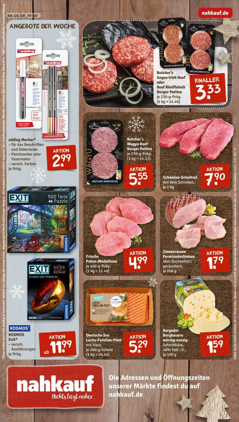 Rewe - Johanngeorgenstadt, Eibenstocker Straße 1 (ab 02.12.2024) zum Blättern » Angebote | Seite: 6 | Produkte: Burger, Lachs, Rindfleisch