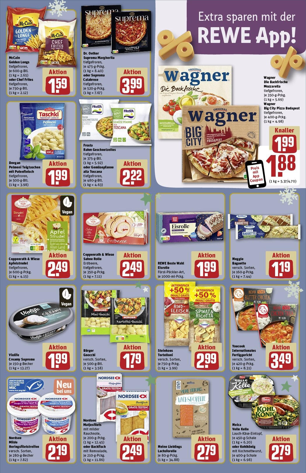 Rewe - Pegnitz, Nürnberger Straße, e 20 (ab 02.12.2024) zum Blättern » Angebote | Seite: 17 | Produkte: Youcook, Burger, Äpfel, McCain