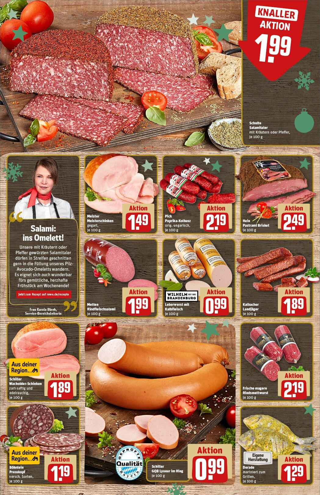 Rewe - Pegnitz, Nürnberger Straße, e 20 (ab 02.12.2024) zum Blättern » Angebote | Seite: 12 | Produkte: Dorade, Pfeffer, Salami