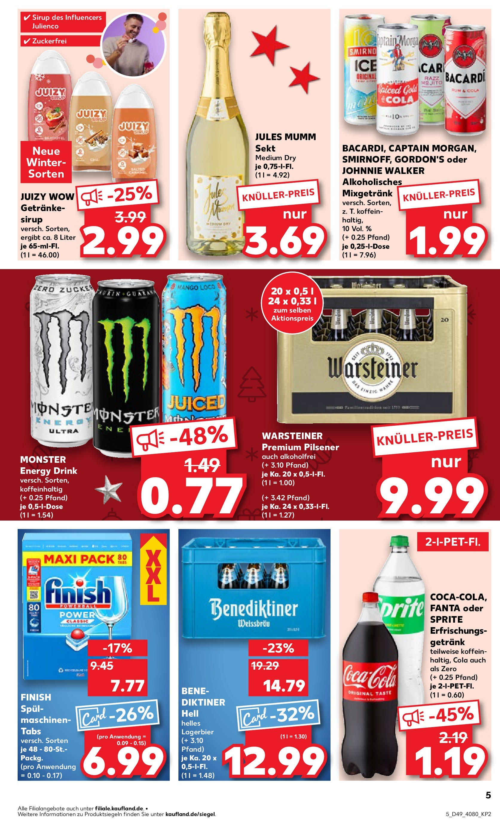 Kaufland - Bietigheim-Bissingen  (ab 05.12.2024) » Angebote Online zum Blättern | Seite: 5 | Produkte: Bacardi, Cola, Sekt, Monster