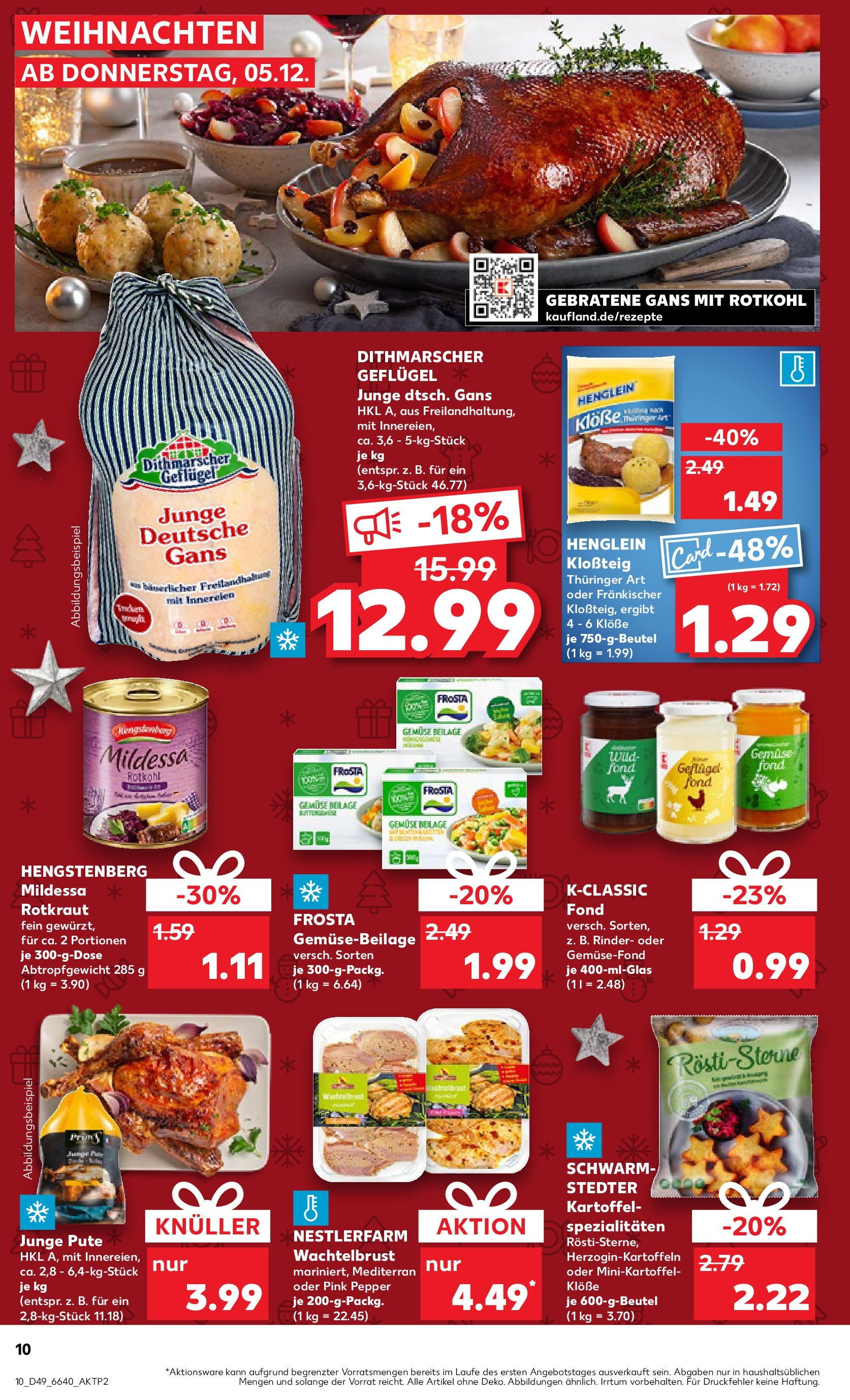 Kaufland - Bietigheim-Bissingen  (ab 05.12.2024) » Angebote Online zum Blättern | Seite: 10 | Produkte: Pute, Rotkohl, Frosta, Gemüse