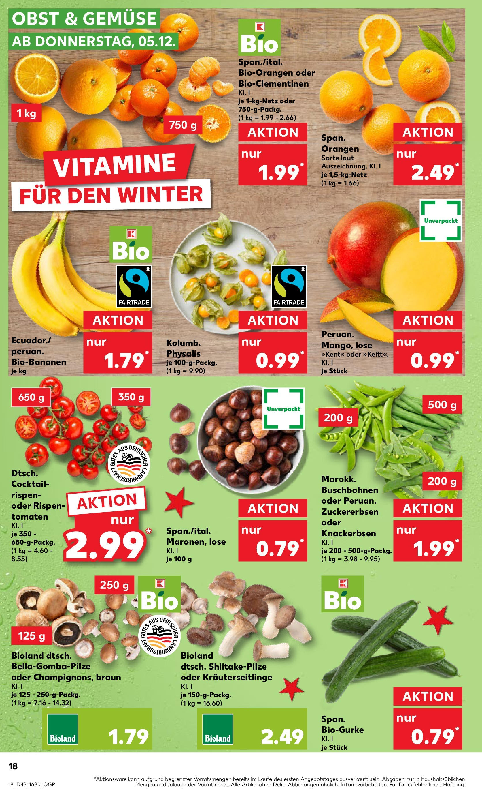 Kaufland - Bietigheim-Bissingen  (ab 05.12.2024) » Angebote Online zum Blättern | Seite: 18 | Produkte: Orangen, Tomaten, Gemüse, Obst