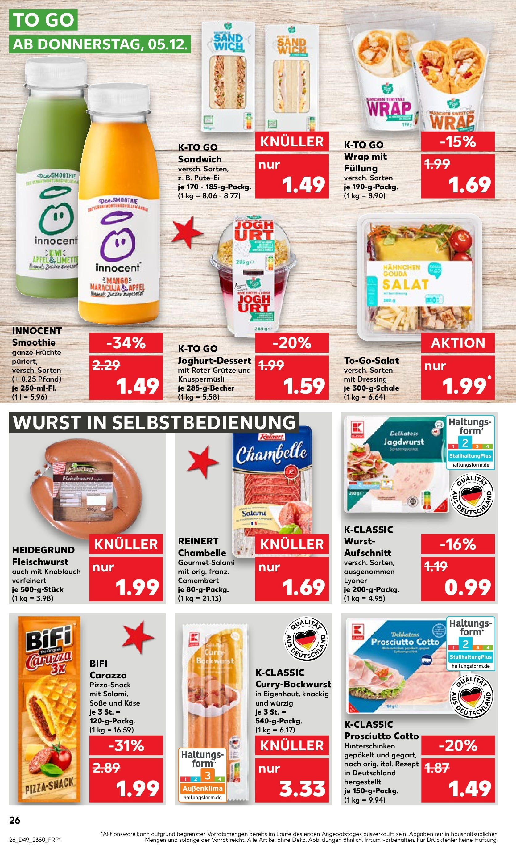 Kaufland - Neusäß, Daimlerstraße 18 (ab 05.12.2024) » Angebote Online zum Blättern | Seite: 26 | Produkte: Käse, Bifi, Äpfel, Salat