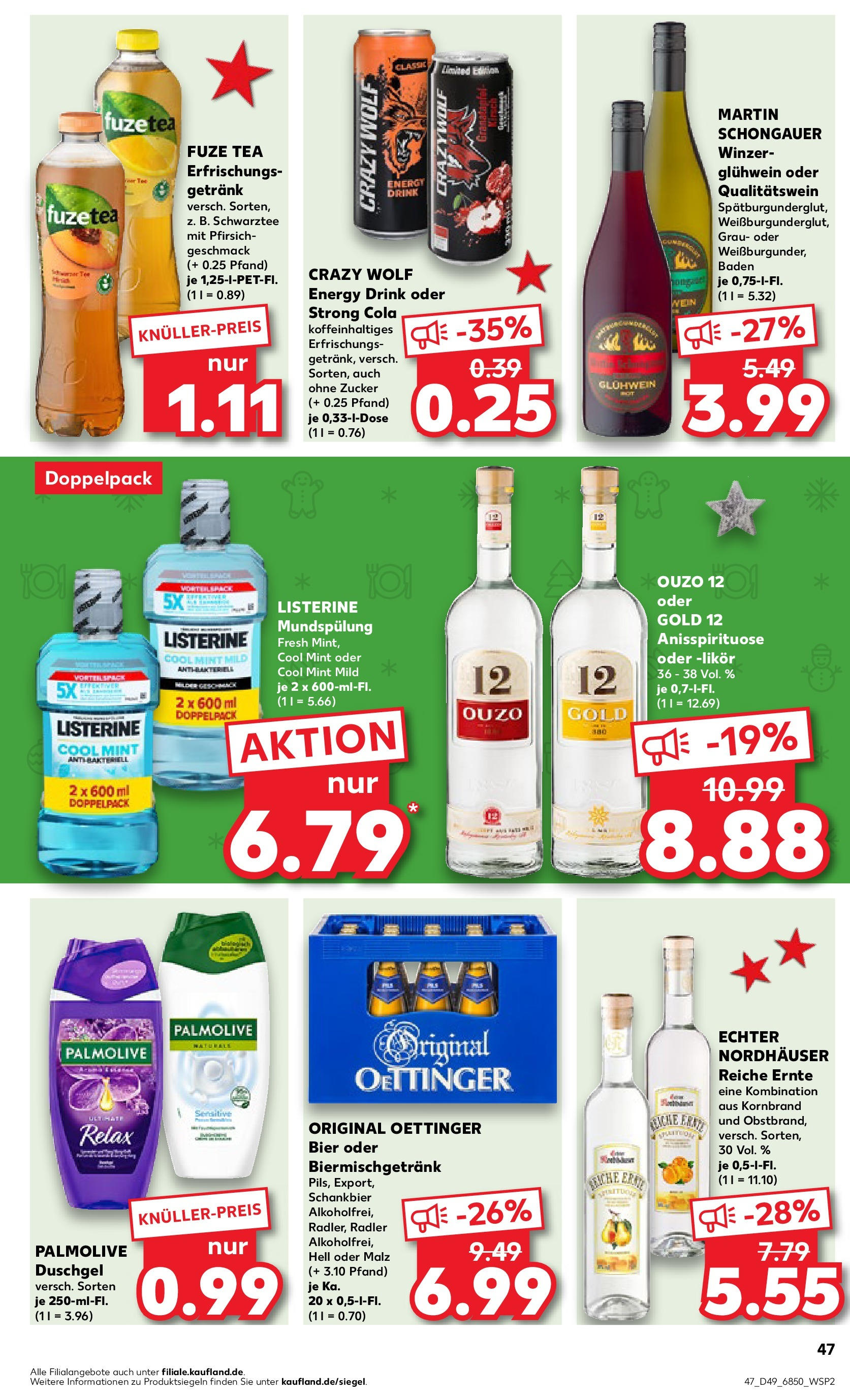 Kaufland - München, Ollenhauerstraße 4  (ab 05.12.2024) » Angebote Online zum Blättern | Seite: 47 | Produkte: Ouzo 12, Fuze tea, Bier, Pfirsich