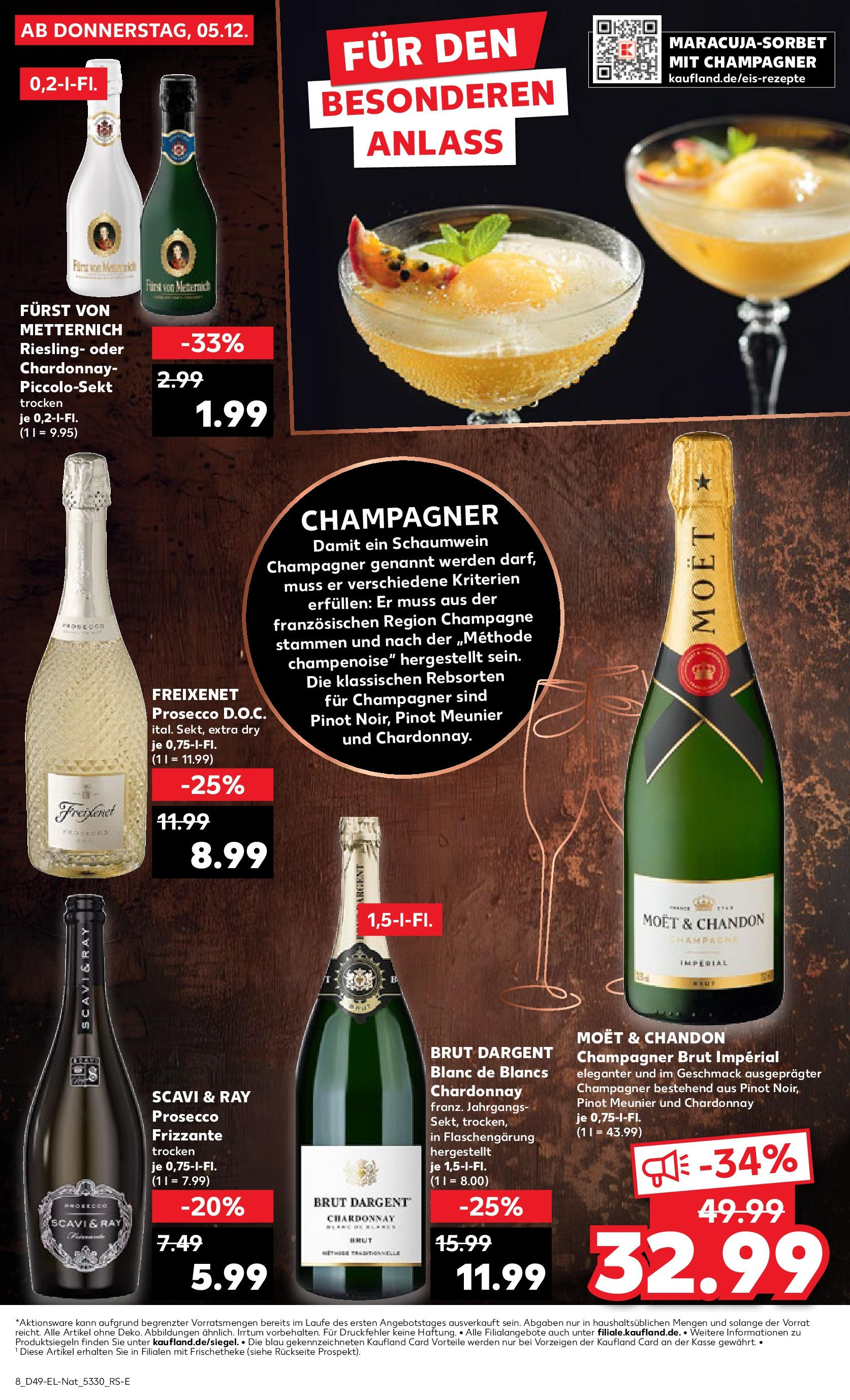 Kaufland - Bietigheim-Bissingen  (ab 05.12.2024) » Angebote Online zum Blättern | Seite: 64 | Produkte: Furst von metternich, Freixenet, Prosecco, Brut dargent