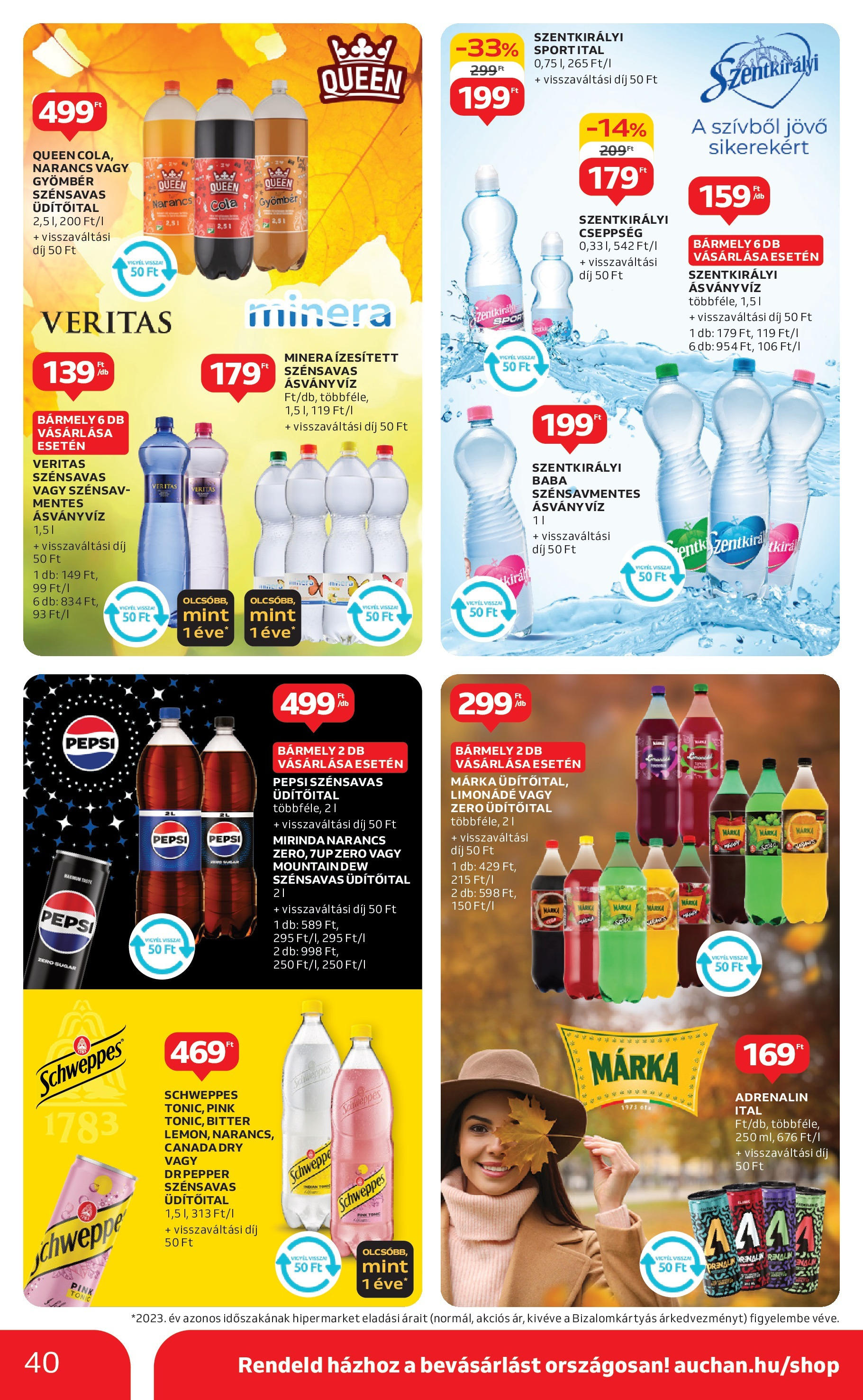 Auchan Akciós újság - 2024.11.28. -tól/töl > akció, lapozható szórólap 🛍️ | Oldal: 40 | Termékek: Pepsi, Gyömbér, Cola, Ásványvíz