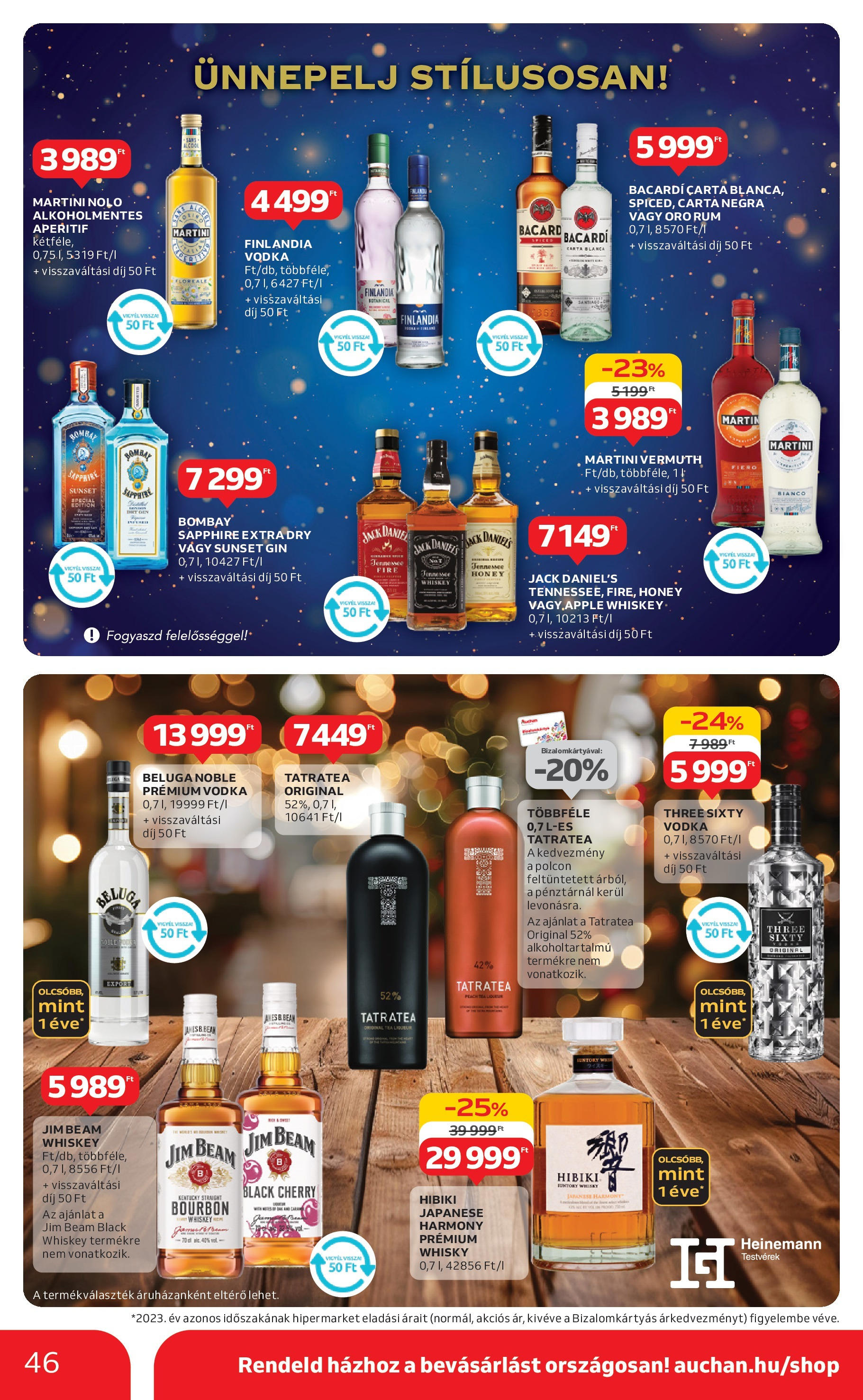 Auchan Akciós újság - 2024.11.28. -tól/töl > akció, lapozható szórólap 🛍️ | Oldal: 46 | Termékek: Vermuth, Bacardi, Rum, Gin