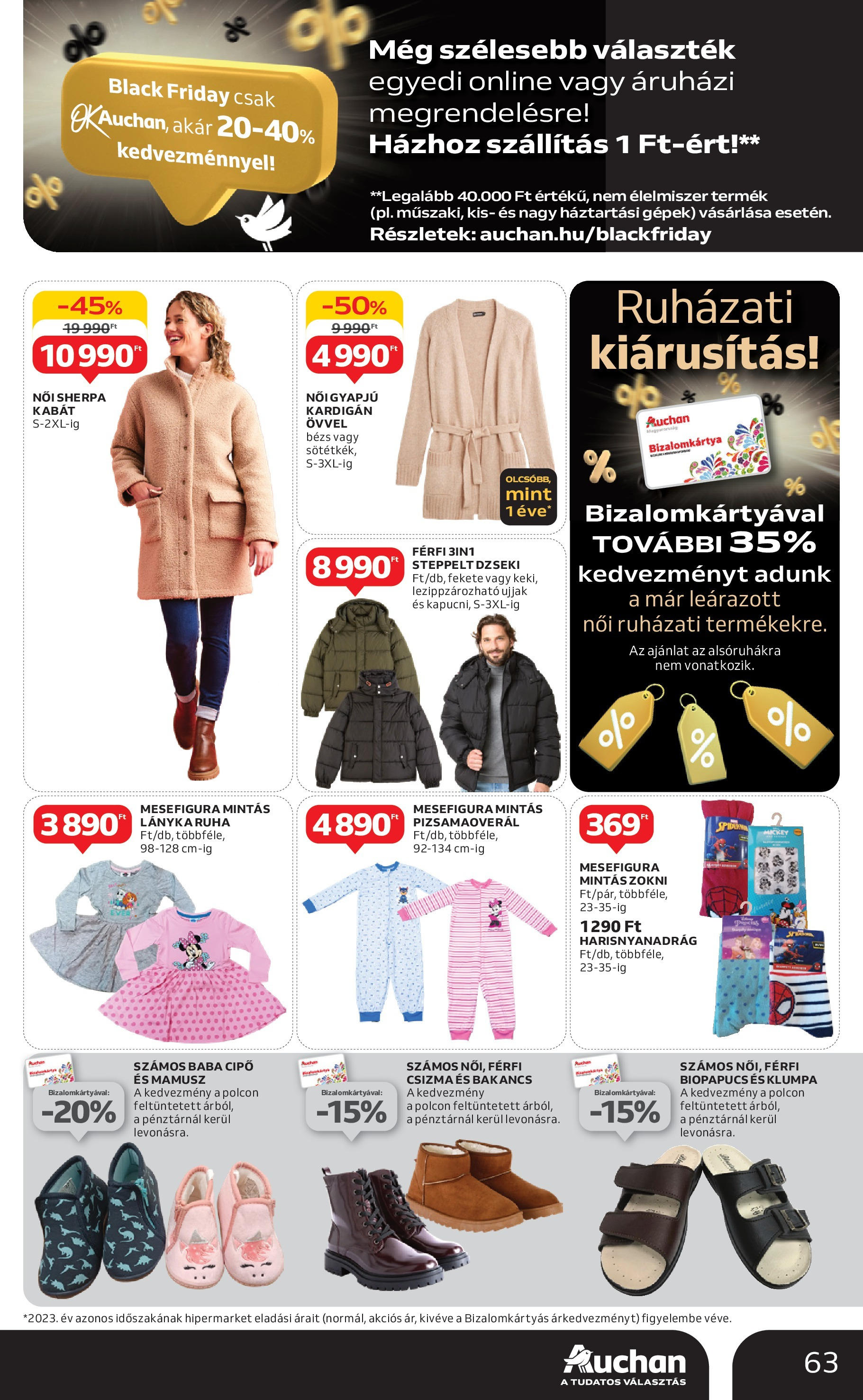 Auchan Akciós újság - 2024.11.28. -tól/töl > akció, lapozható szórólap 🛍️ | Oldal: 63 | Termékek: Csizma, Kardigán, Steppelt dzseki, Dzseki