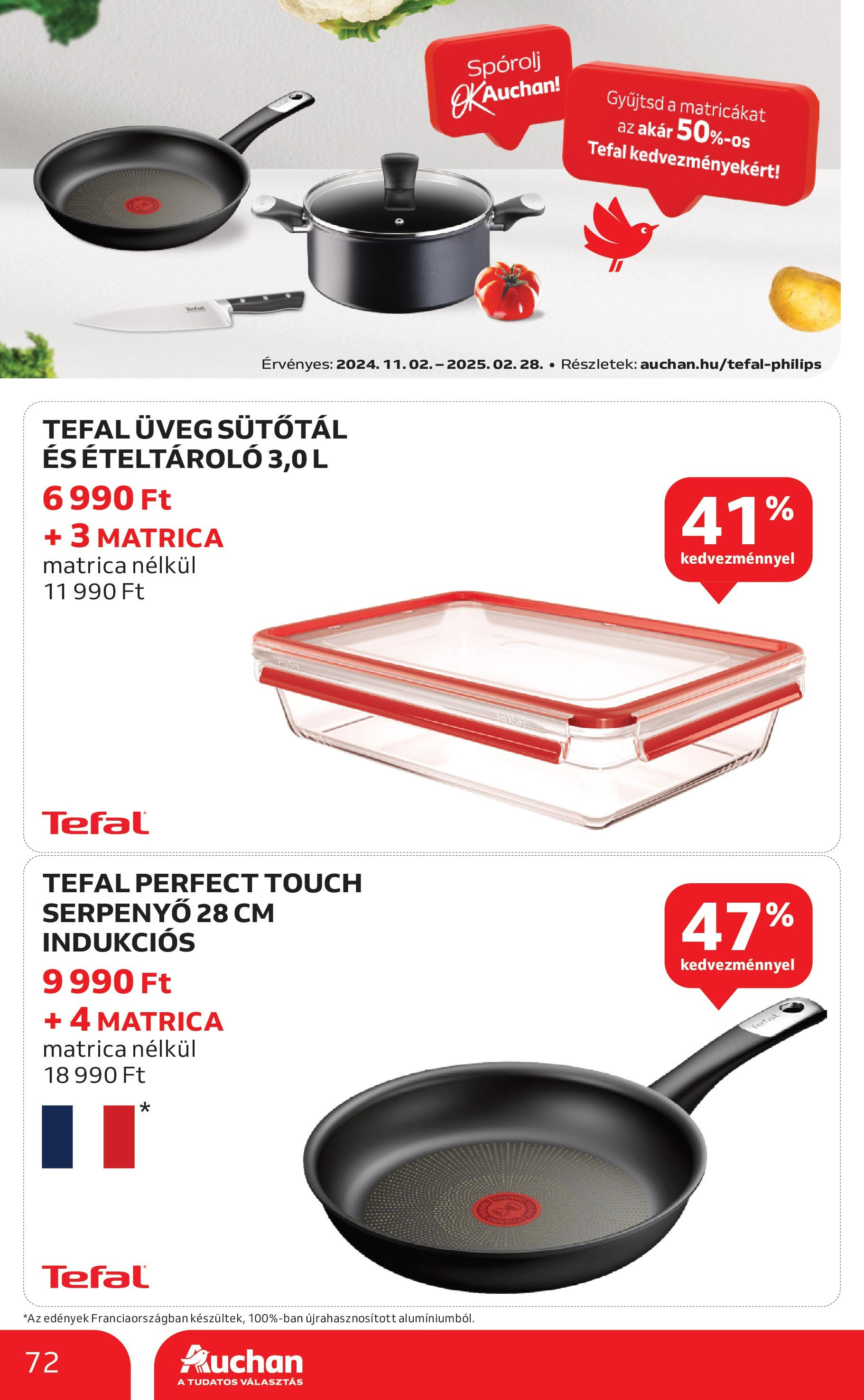 Auchan Akciós újság - 2024.11.28. -tól/töl > akció, lapozható szórólap 🛍️ | Oldal: 72 | Termékek: Edények, Tefal, Serpenyő