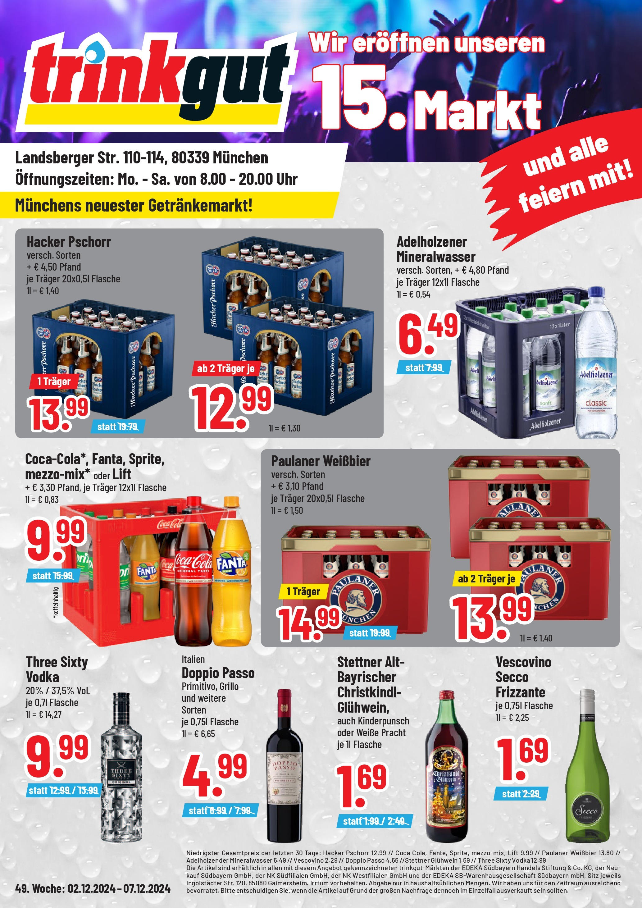 Trinkgut - München, Landsberger Straße 1  (ab 01.12.2024) » Angebote online | Seite: 1 | Produkte: Cola, Weißbier, Vodka, Uhr