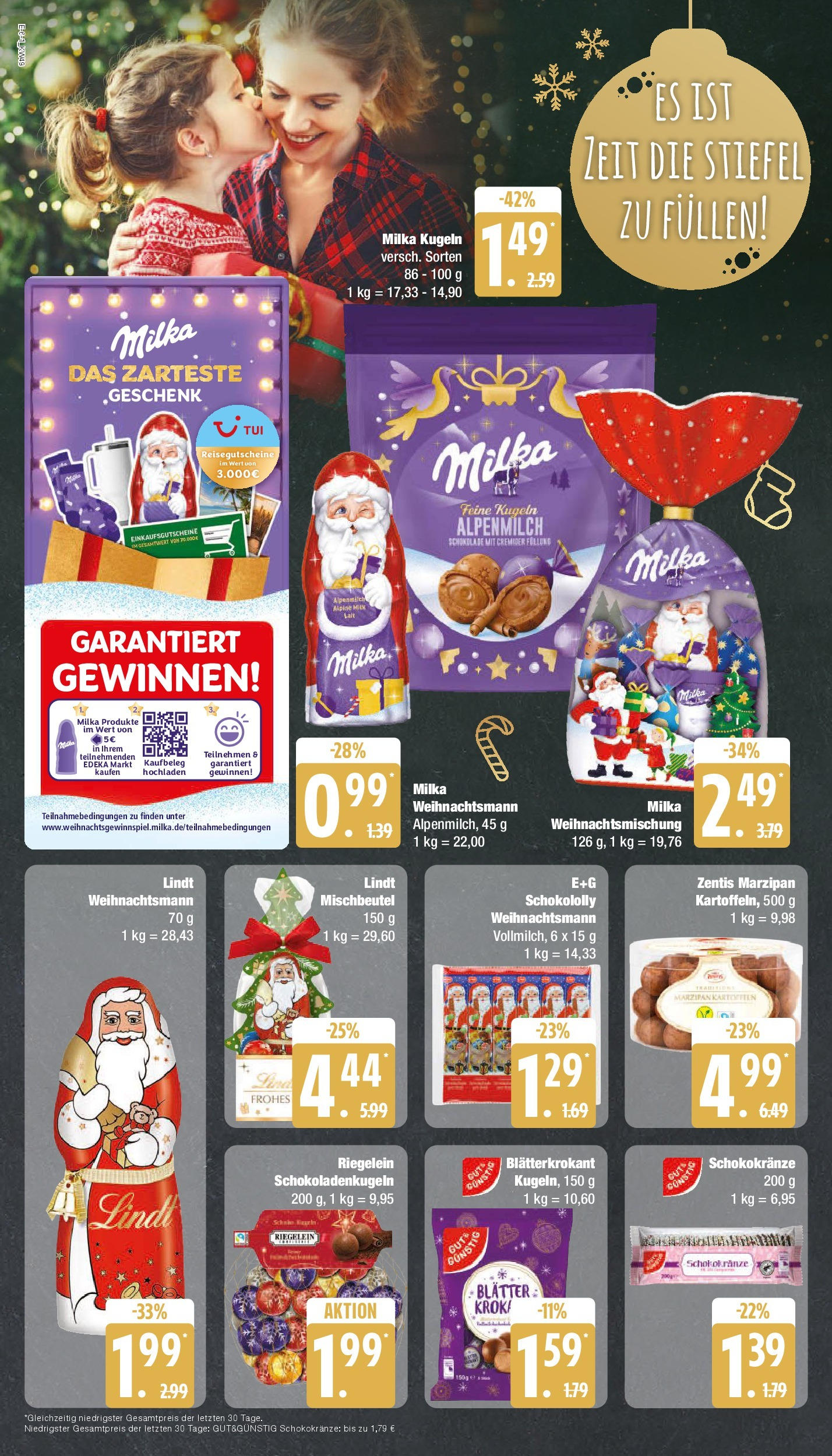 Edeka - Hamburg, Krohnstieg 41-43  (ab 01.12.2024) » Angebote Online | Seite: 6 | Produkte: Schokolade, Milka, Stiefel, Lindt