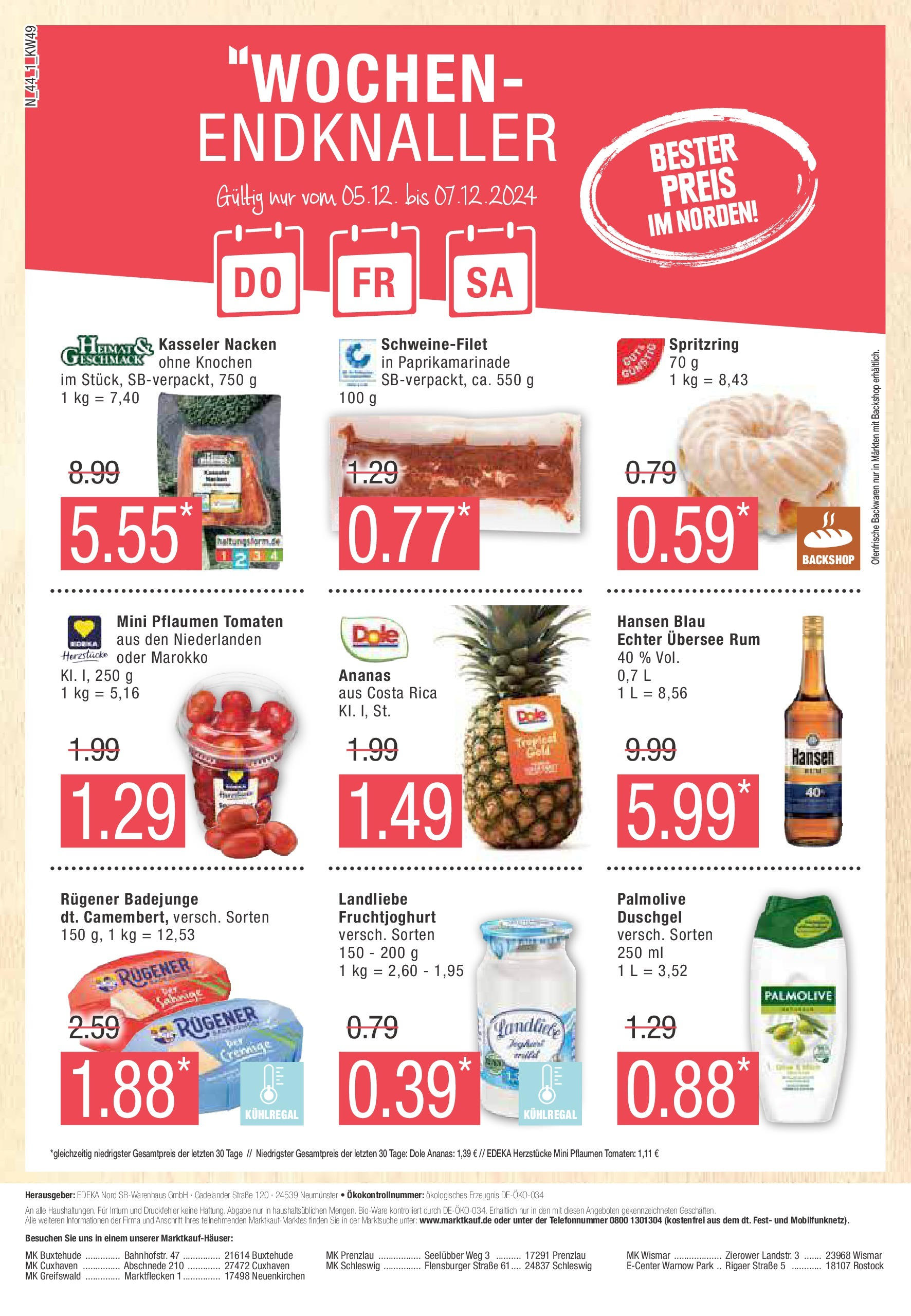 Marktkauf - Buxtehude, Bahnhofstr. 47 (ab 02.12.2024) » Angebote online | Seite: 44 | Produkte: Rum, Ofenfrische, Flensburger, Schweinefilet