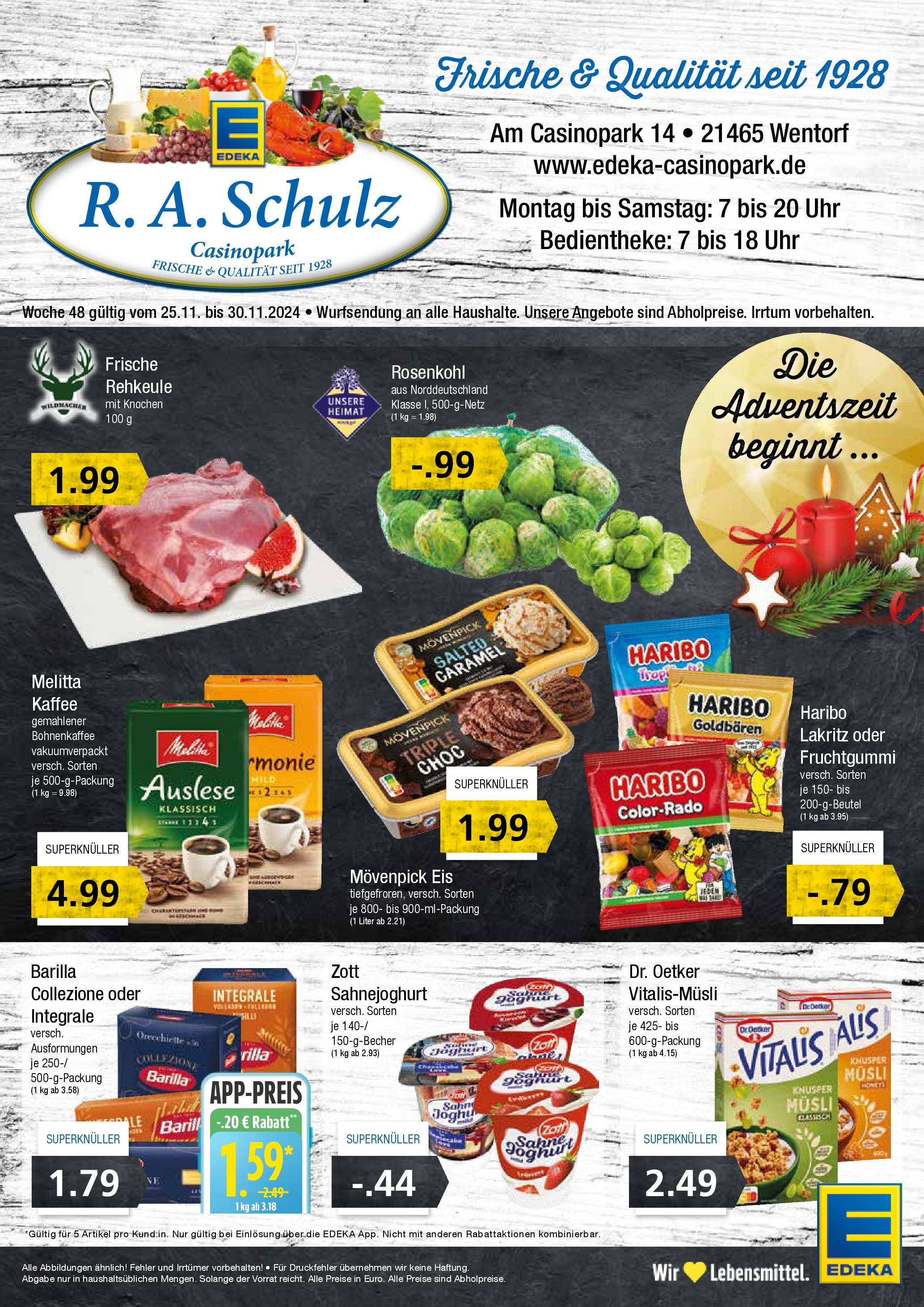 Edeka - Wentorf, Am Casinopark 14  (ab 01.12.2024) » Angebote Online | Seite: 1 | Produkte: Musli, Melitta, Haribo, Joghurt