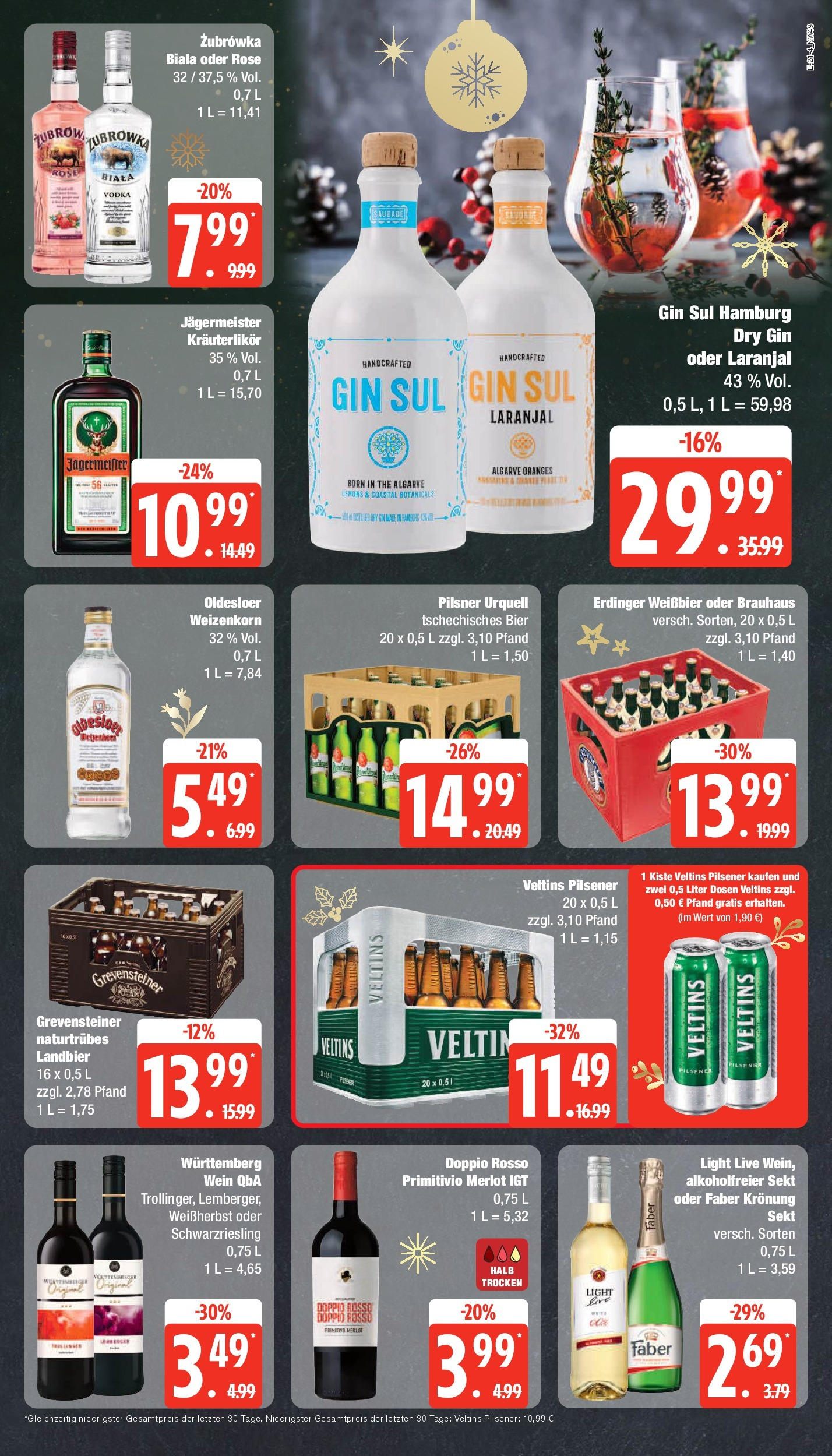 Edeka - Rostock, Hermannstraße 30 (ab 01.12.2024) » Angebote Online | Seite: 21 | Produkte: Erdinger, Weißbier, Sekt, Pilsner urquell