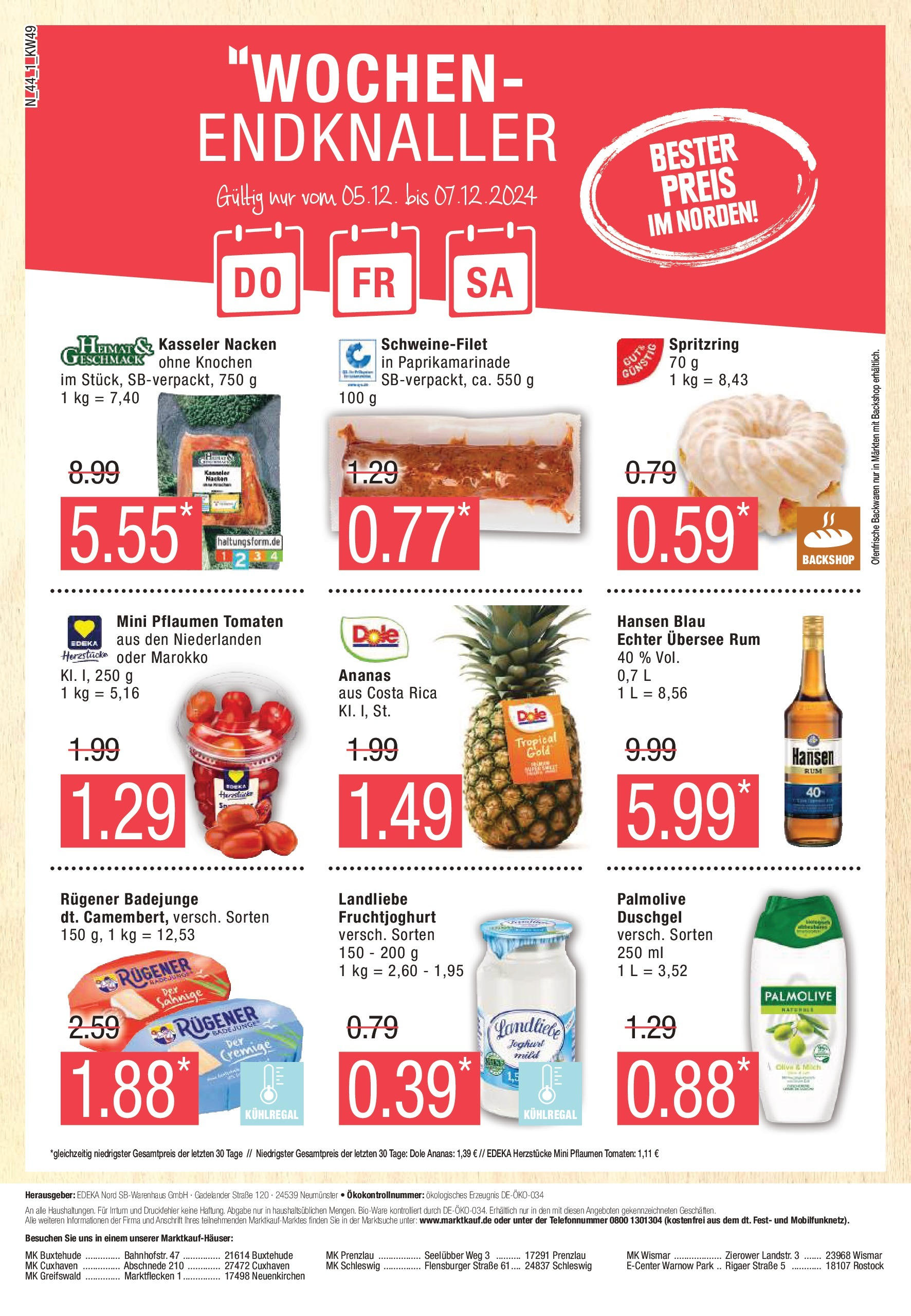 Marktkauf - Marktkauf: Wochenangebote (ab 01.12.2024) » Angebote online | Seite: 44 | Produkte: Pflaumen, Tomaten, Fruchtjoghurt, Schweinefilet