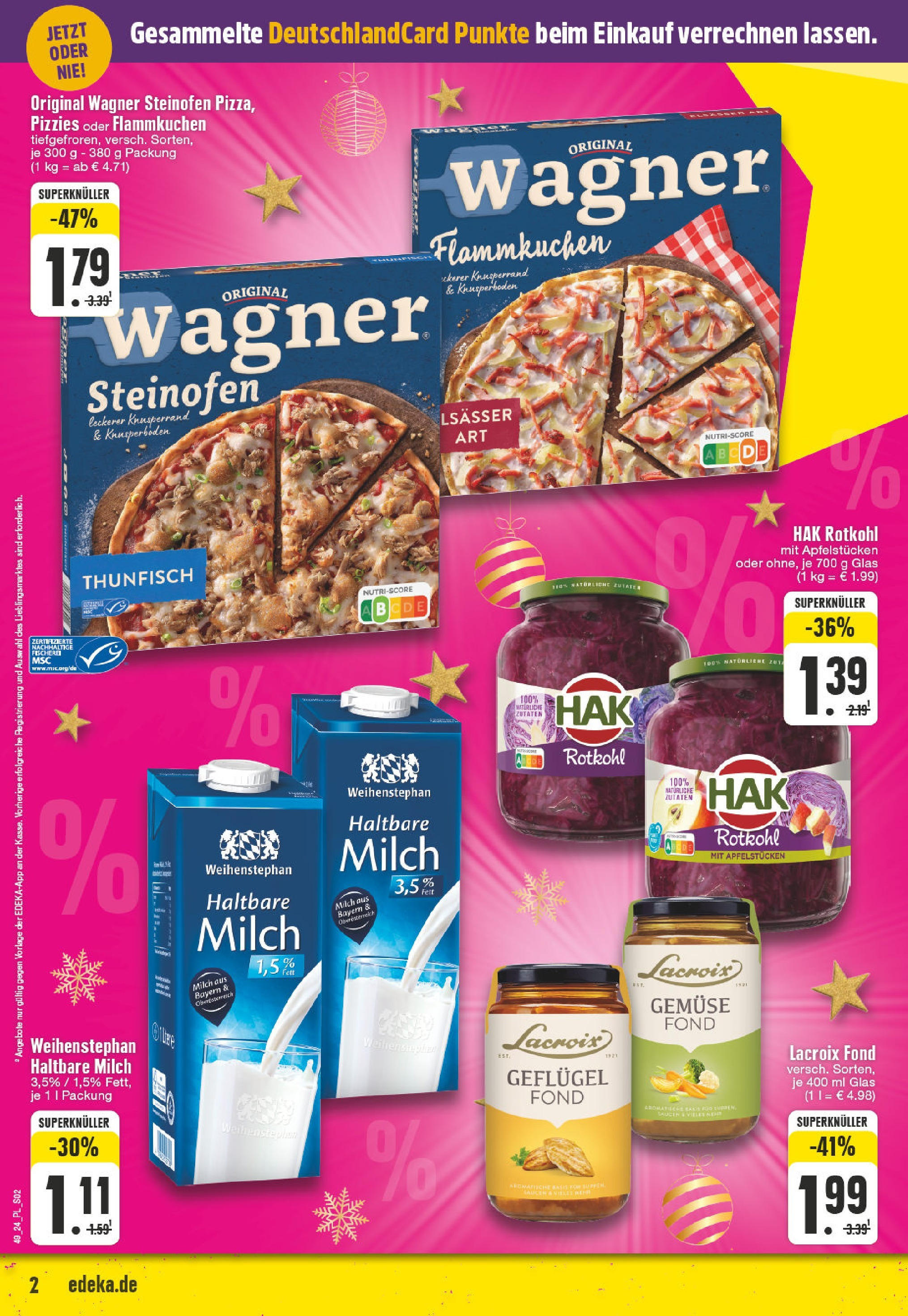 E center Prospekt Voerde, Friedrichsfelder Straße 30 (ab 01.12.2024) » Angebote Online | Seite: 2 | Produkte: Rotkohl, Thunfisch, Haltbare milch, Gemüse