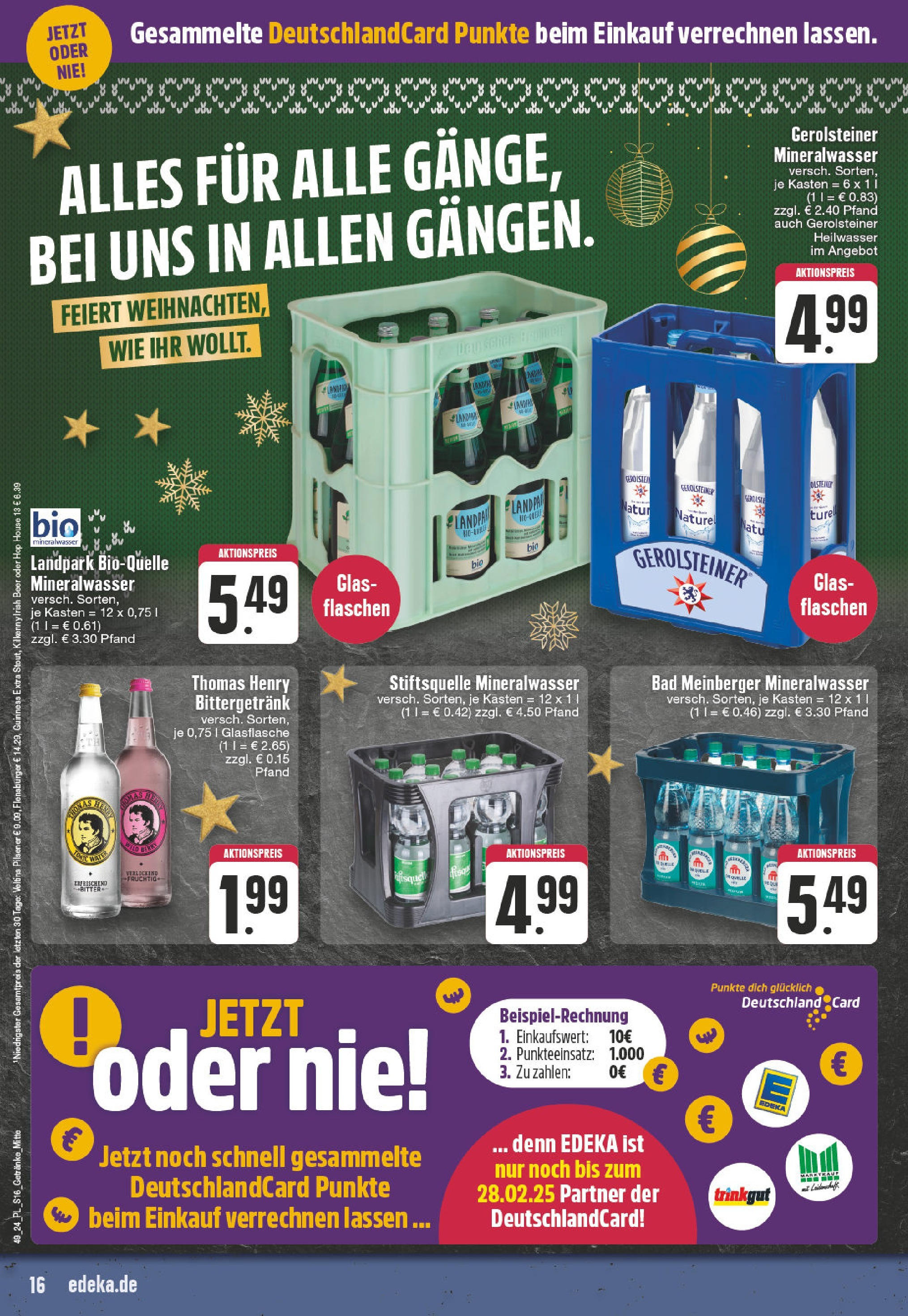 E center Prospekt Voerde, Friedrichsfelder Straße 30 (ab 01.12.2024) » Angebote Online | Seite: 16 | Produkte: Bad, Mineralwasser, Flensburger, Gerolsteiner