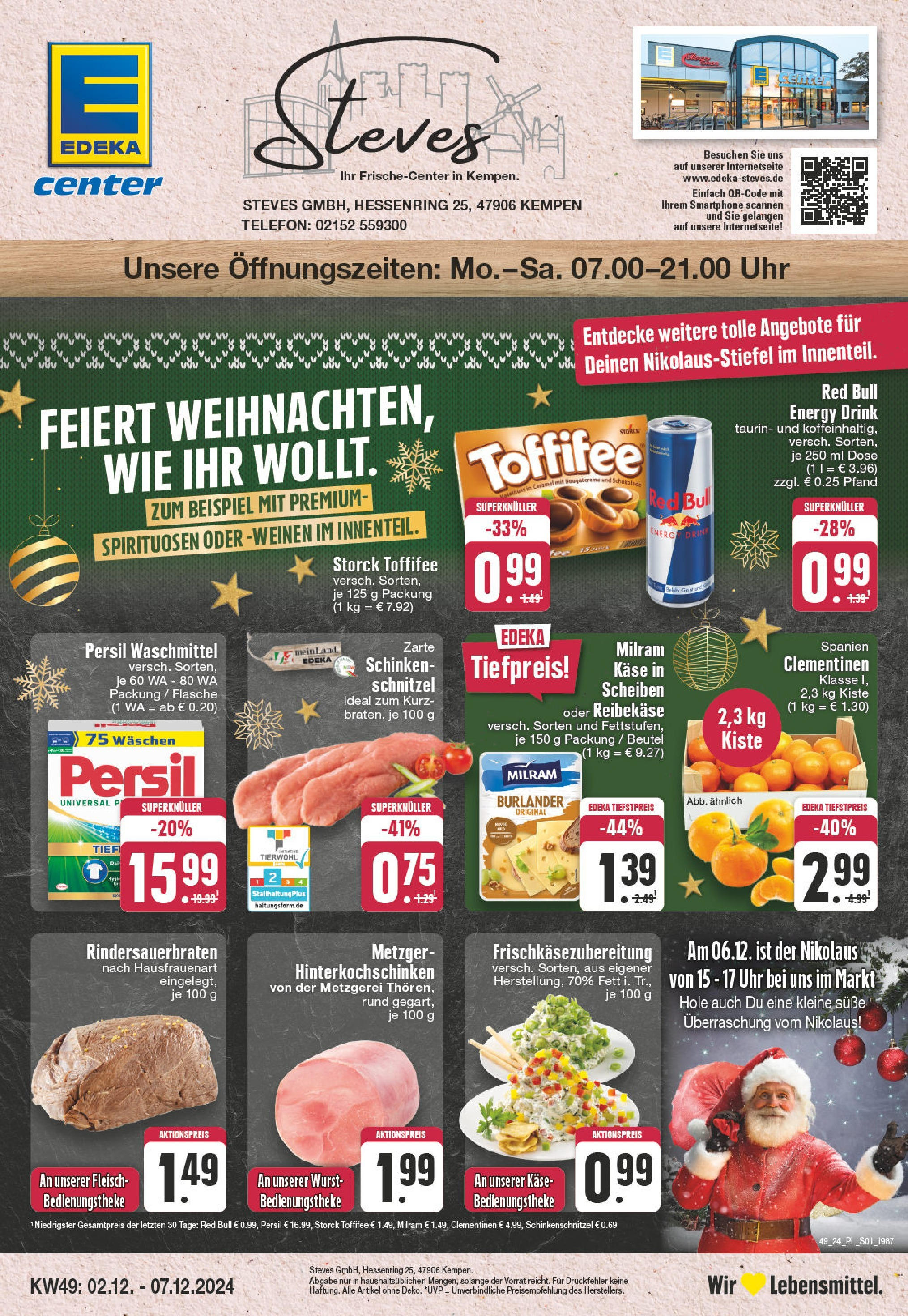 EDEKA Prospekt ab 01.12.2024 - E center Kempen, Hessenring 25 Online