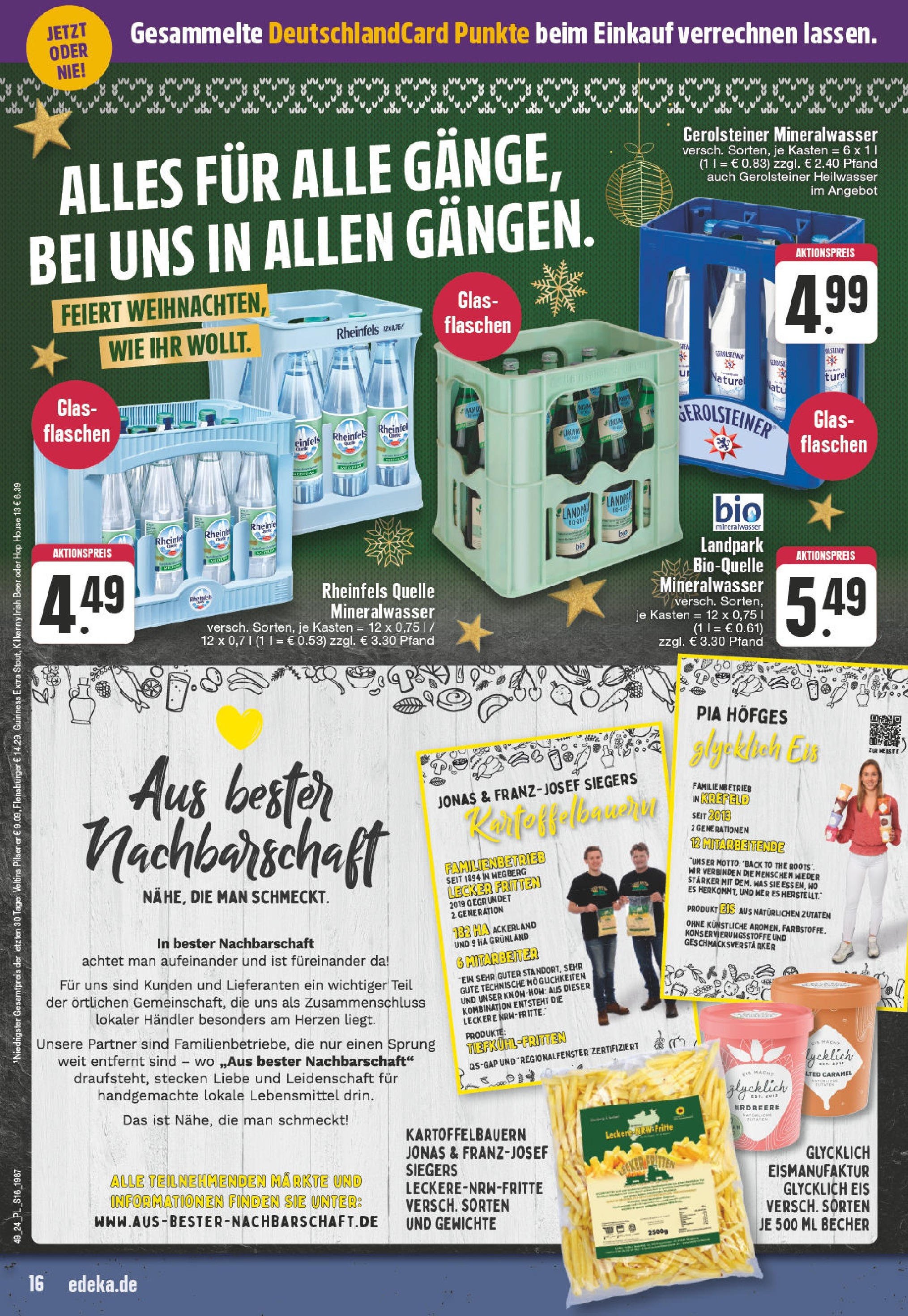 E center Prospekt Kempen, Hessenring 25 (ab 01.12.2024) » Angebote Online | Seite: 16 | Produkte: Flensburger, Eis, Veltins, Gerolsteiner