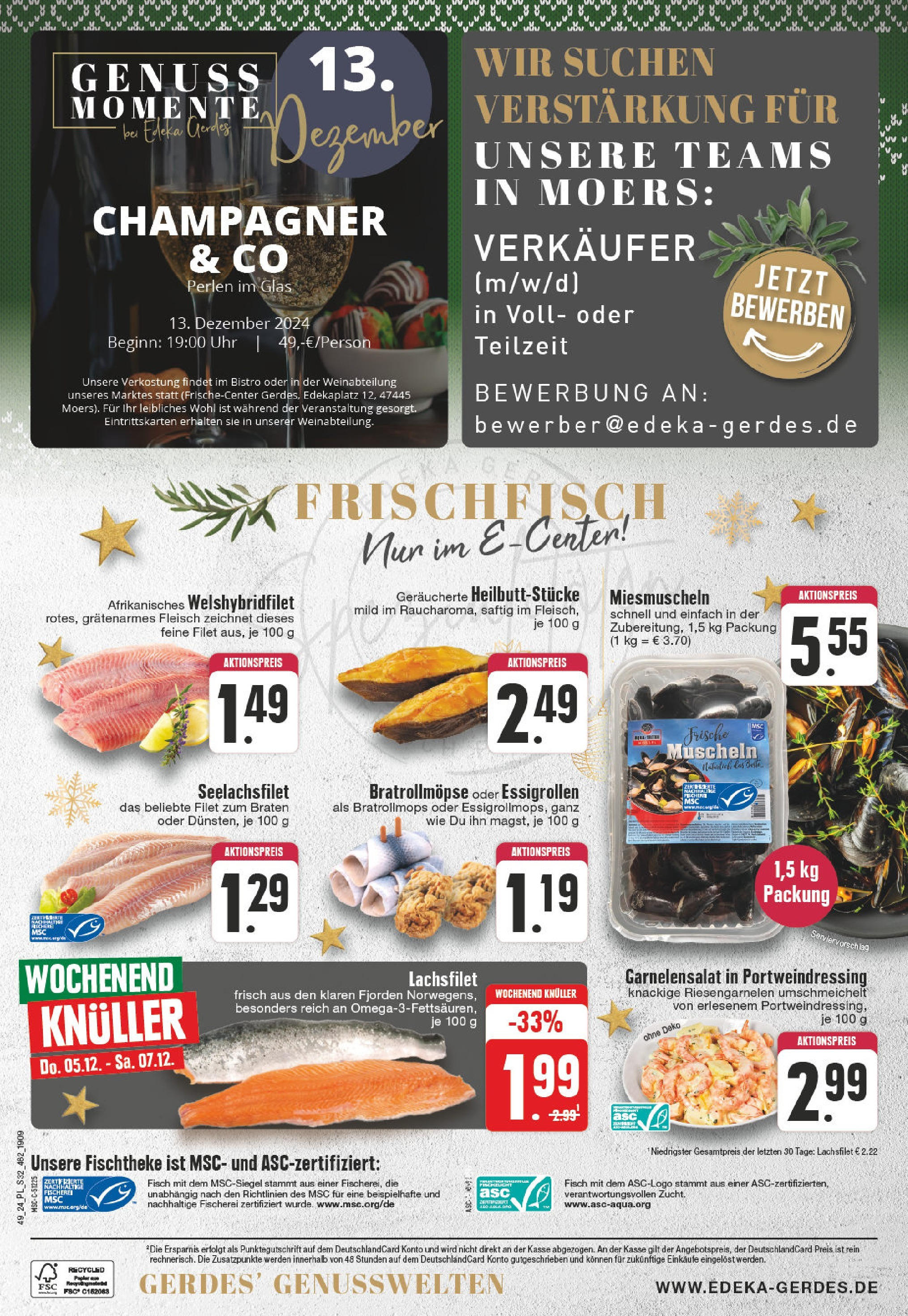 E center Prospekt Moers, Edekaplatz 12 (ab 01.12.2024) » Angebote Online | Seite: 32 | Produkte: Fisch, Fleisch, Uhr