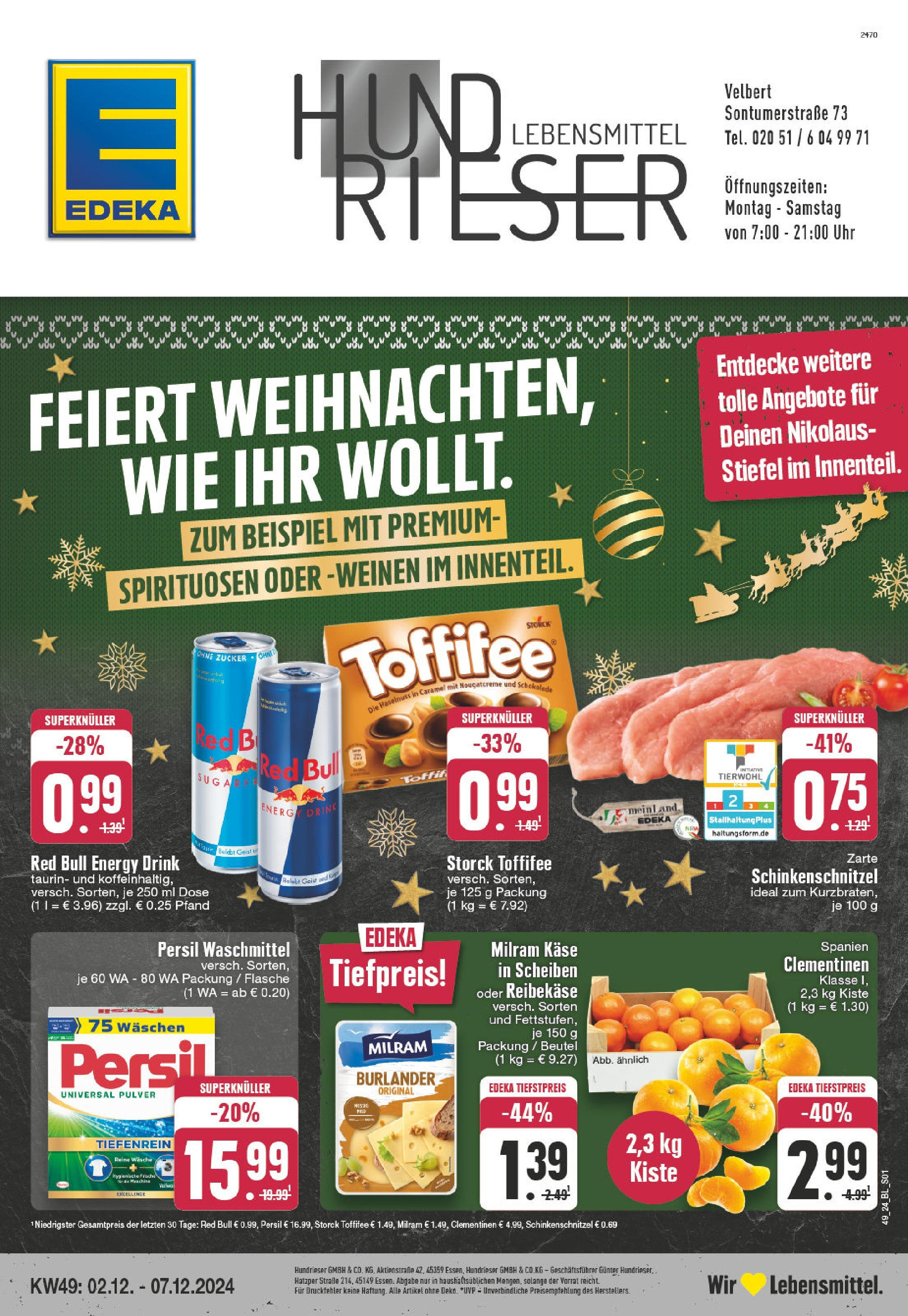 EDEKA Prospekt ab 01.12.2024 - Velbert, Sontumer Straße 73 Online