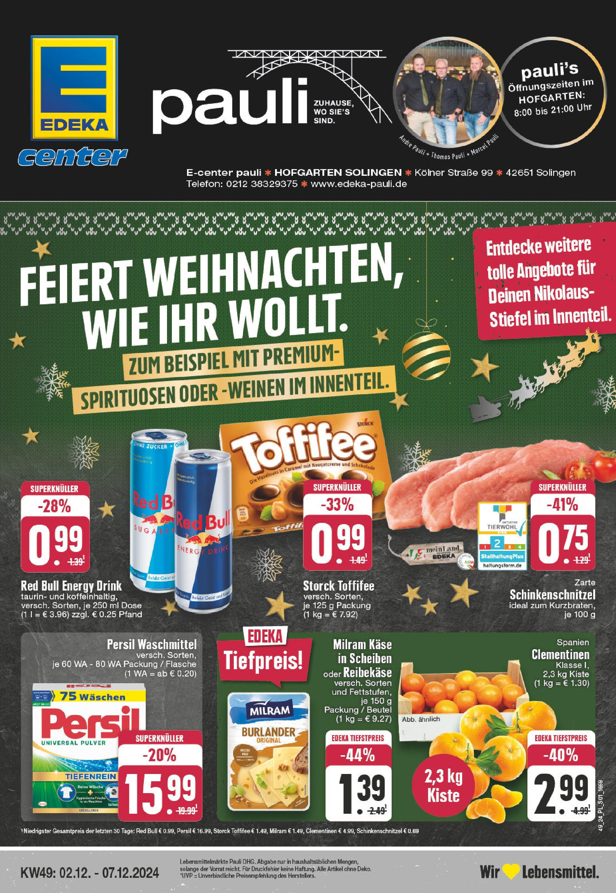 EDEKA Prospekt ab 01.12.2024 - E center Solingen, Kölner Straße 99 Online