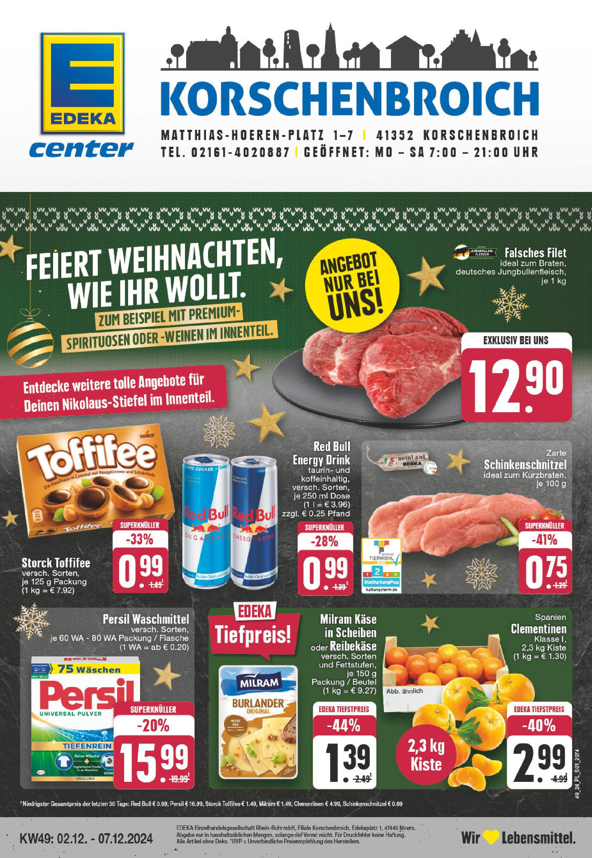 EDEKA Prospekt ab 01.12.2024 - E center Korschenbroich, Matthias-Hoeren-Platz 1-7 Online