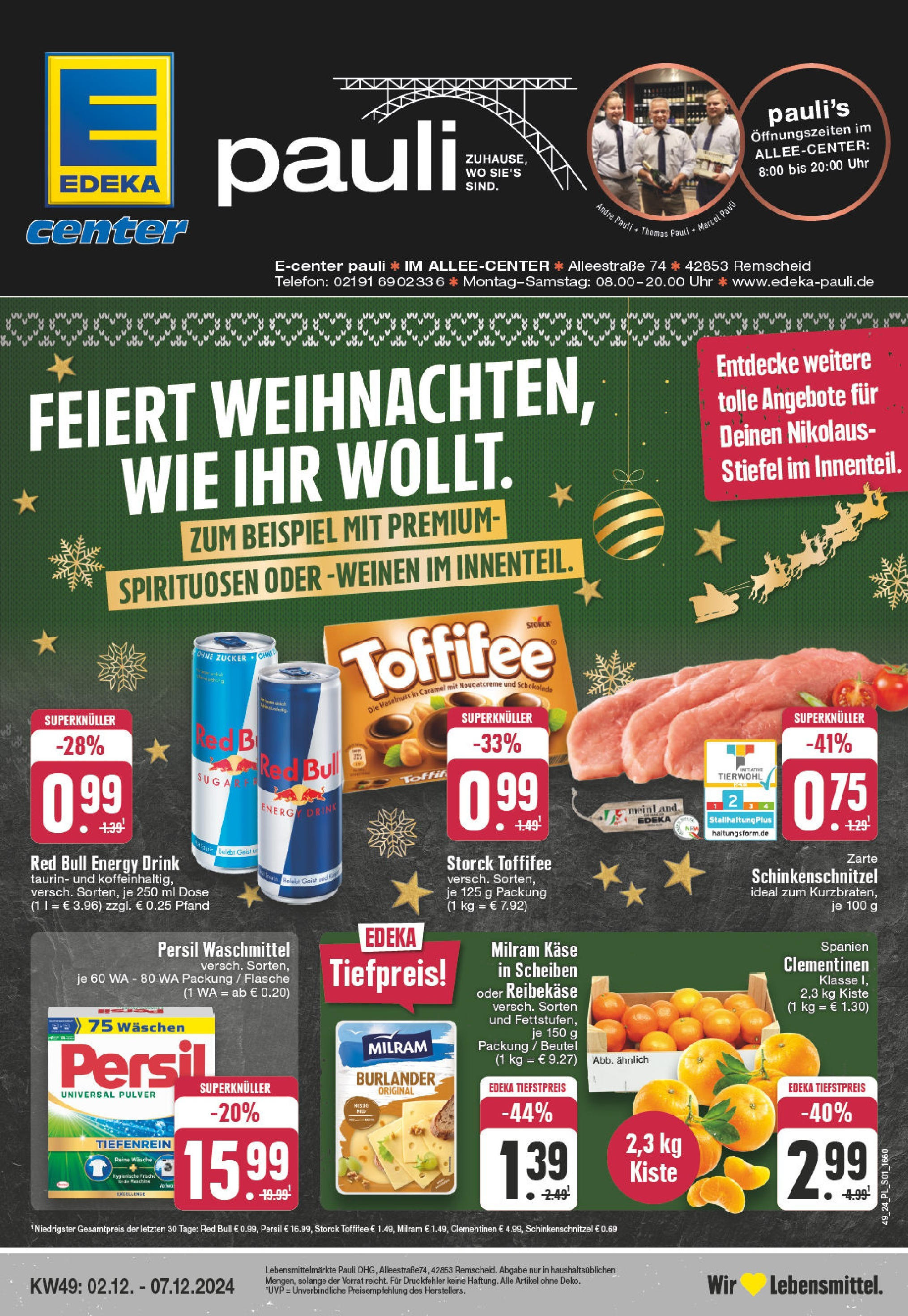 EDEKA Prospekt ab 01.12.2024 - E center Remscheid, Alleestraße 74 Online