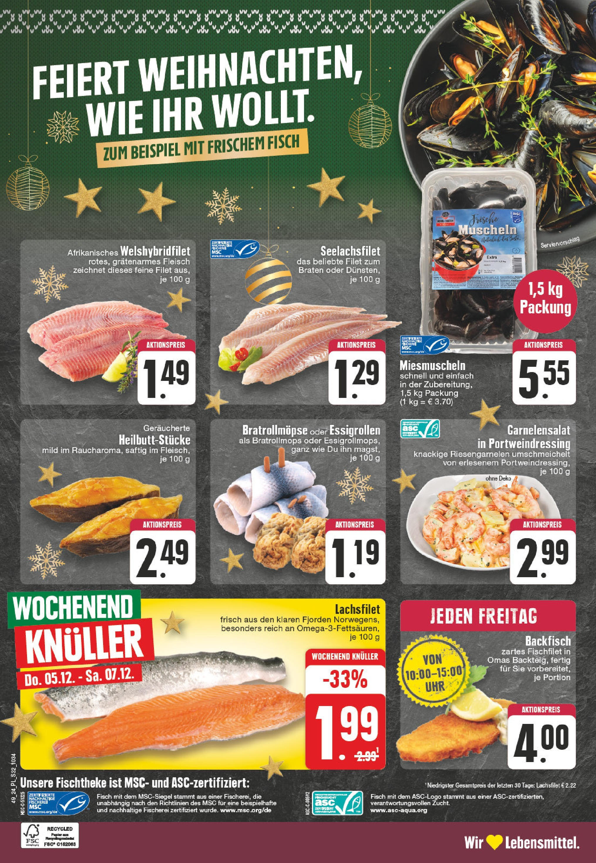 E center Prospekt Baesweiler, Im Kirchwinkel 5f (ab 01.12.2024) » Angebote Online | Seite: 32 | Produkte: Fisch, Fleisch