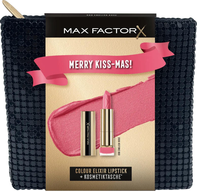 MAX FACTOR Geschenkset Lippenstift Colour Elixir 090 English Rose & Kosmetiktasche