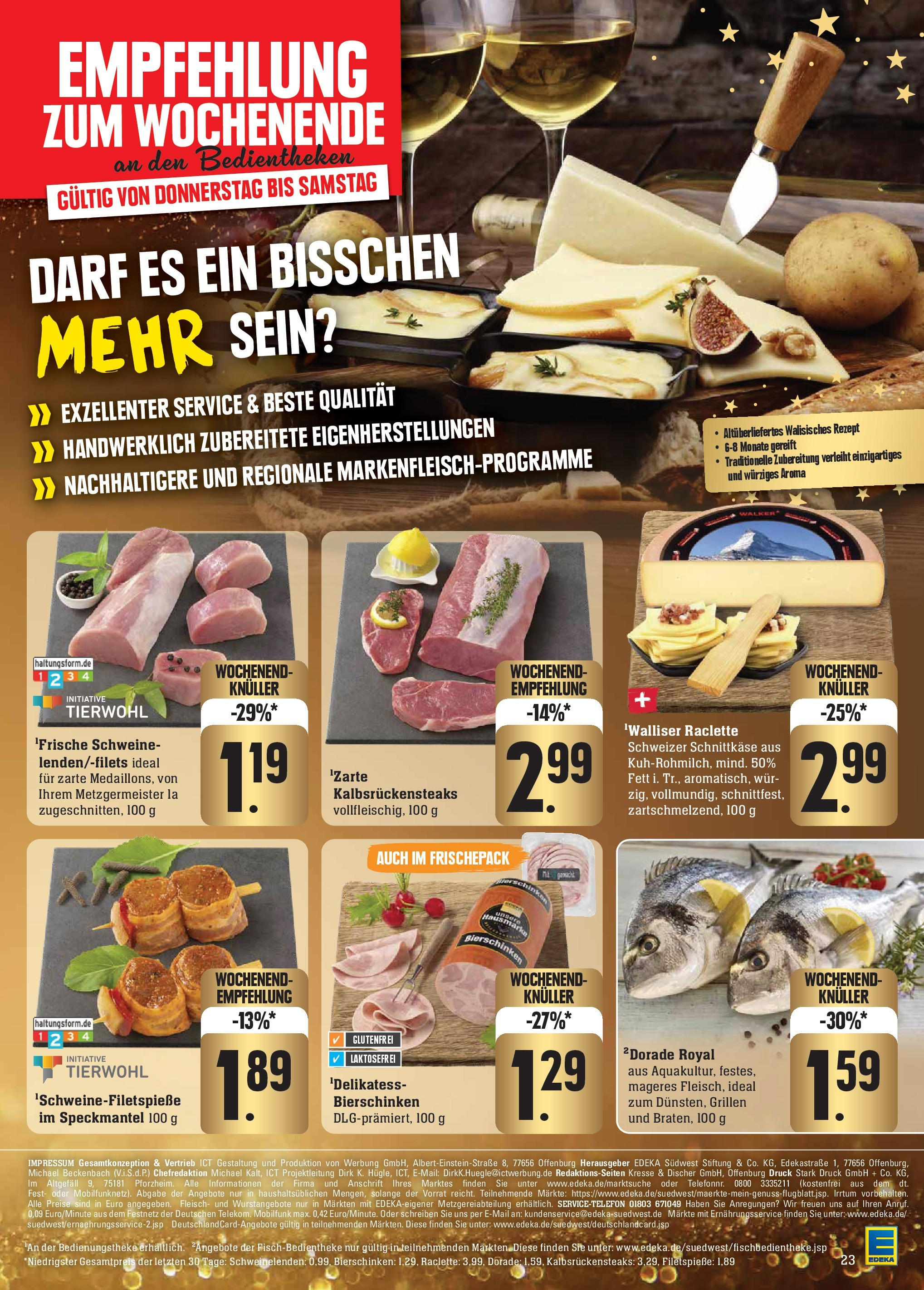 Edeka - Göppingen-Ursenwang, Schlater Straße 1 (ab 01.12.2024) » Angebote Online | Seite: 29 | Produkte: Dorade, Schinken, Raclette, Fleisch