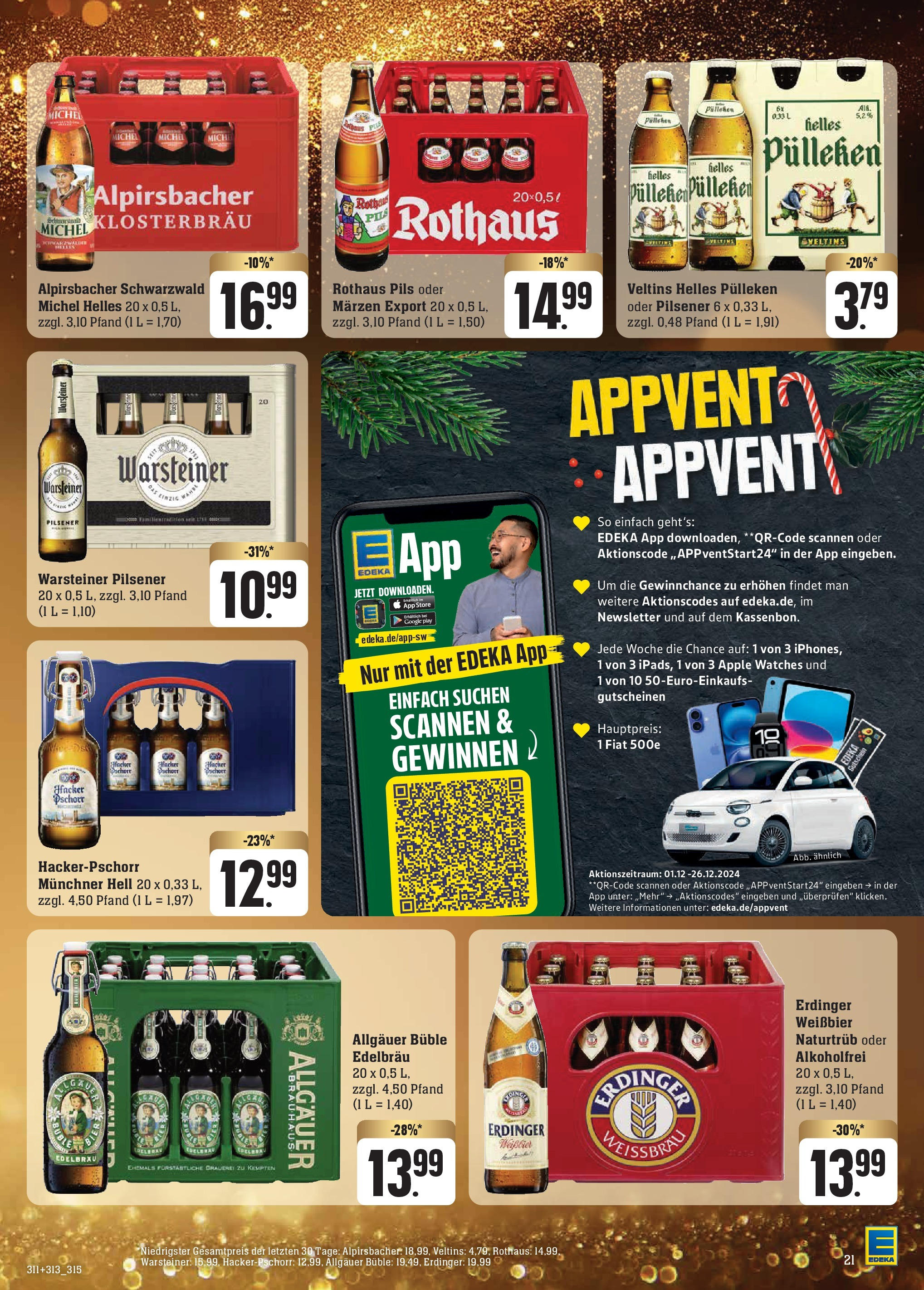 Edeka - Pfalzgrafenweiler, Porschestraße 1 (ab 01.12.2024) » Angebote Online | Seite: 27 | Produkte: Helles pulleken, Erdinger, Warsteiner, Veltins